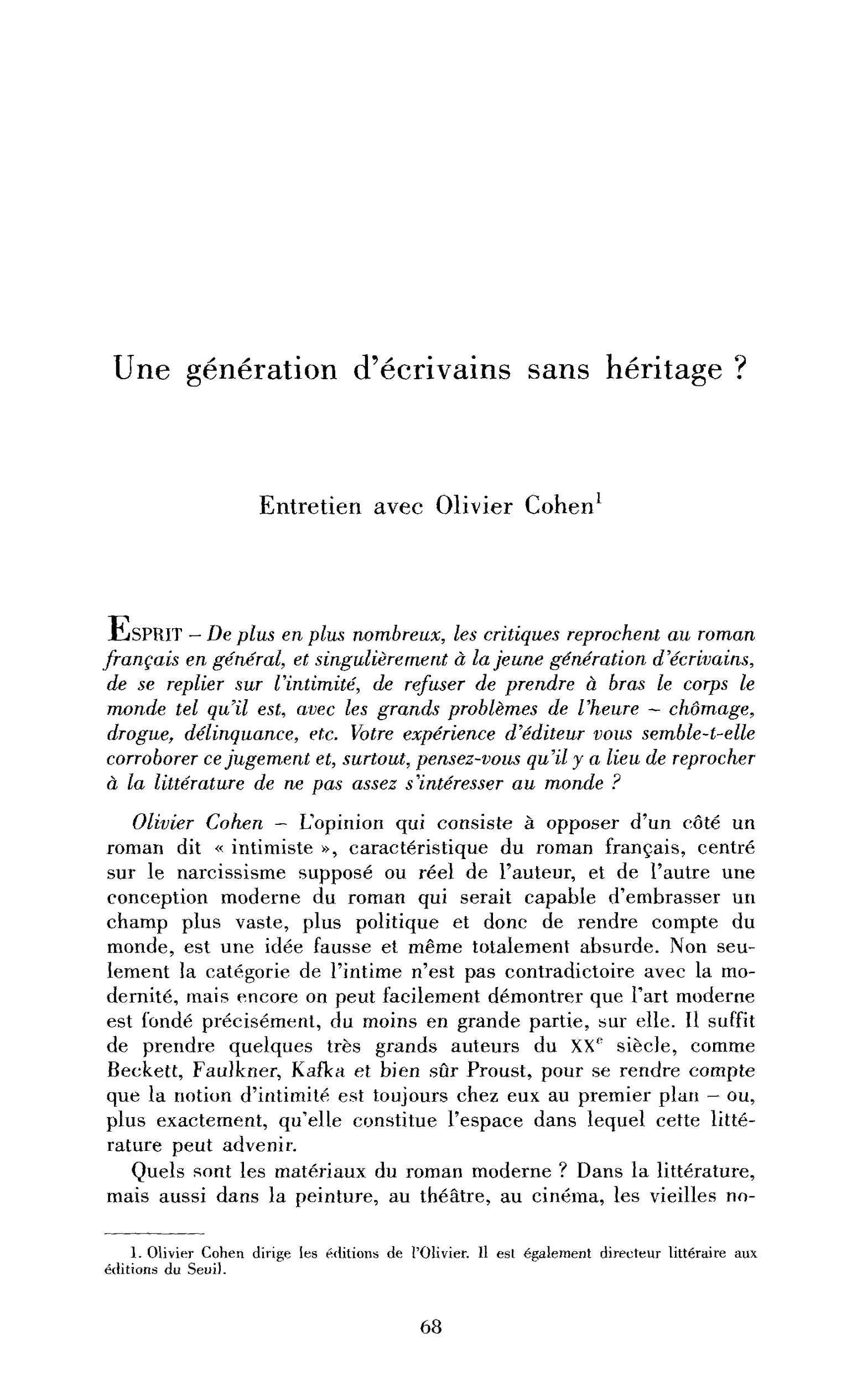 Une génération d’écrivains sans héritage ? (Entretien)