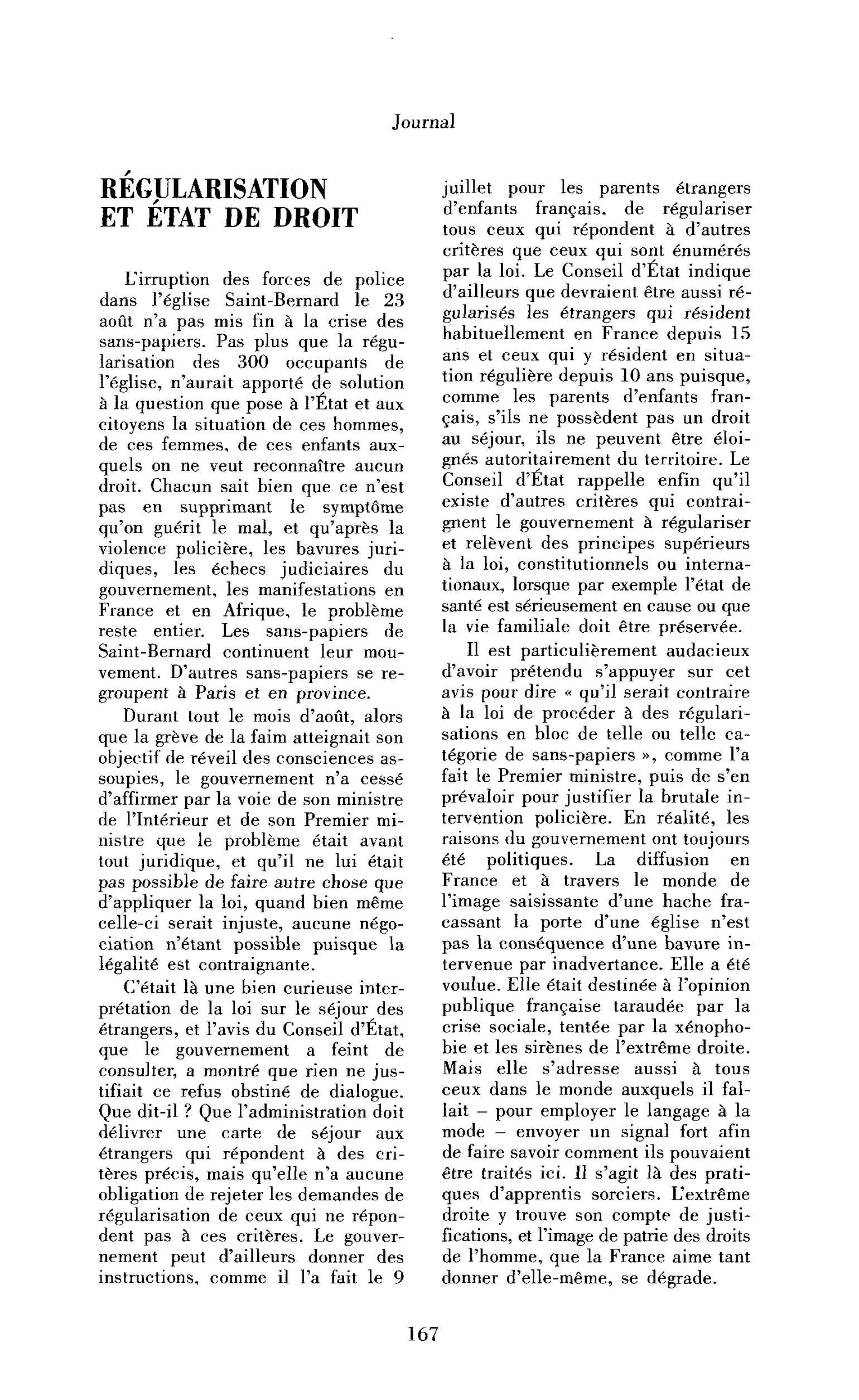 Régularisation et État de droit