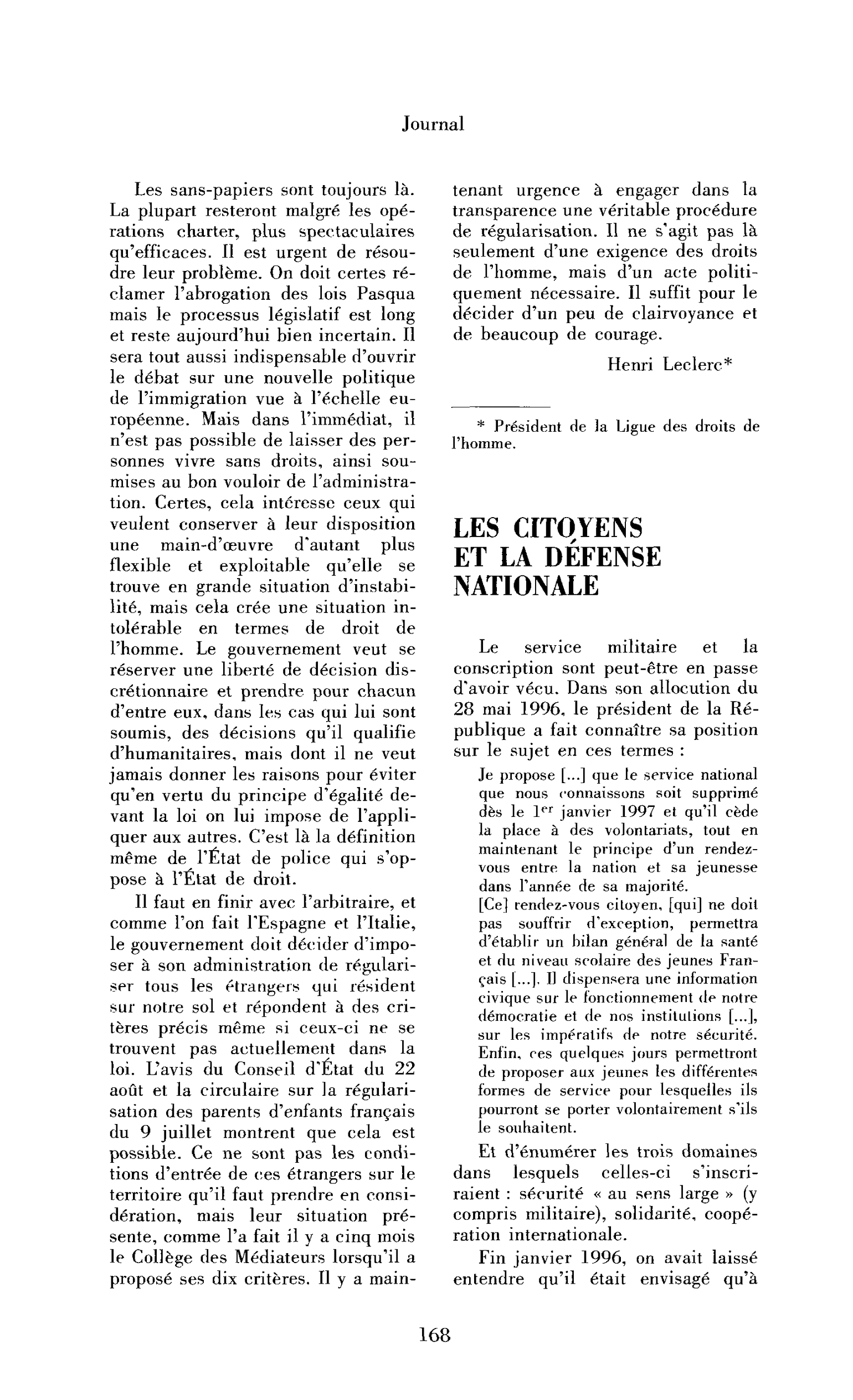 Les citoyens et la défense nationale