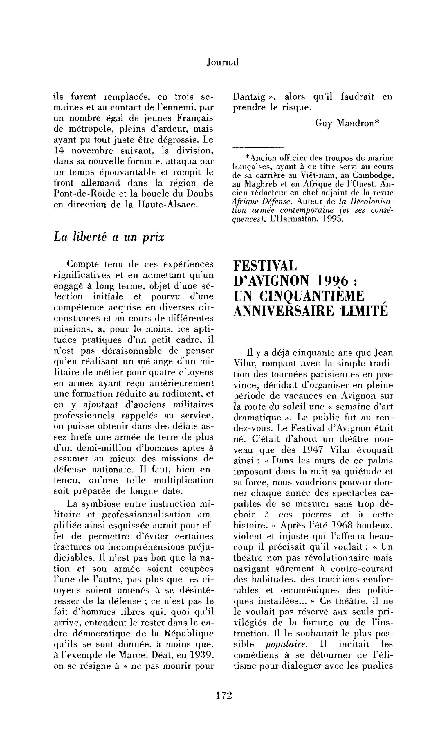 Festival d’Avignon 1996 : un cinquantième anniversaire limité
