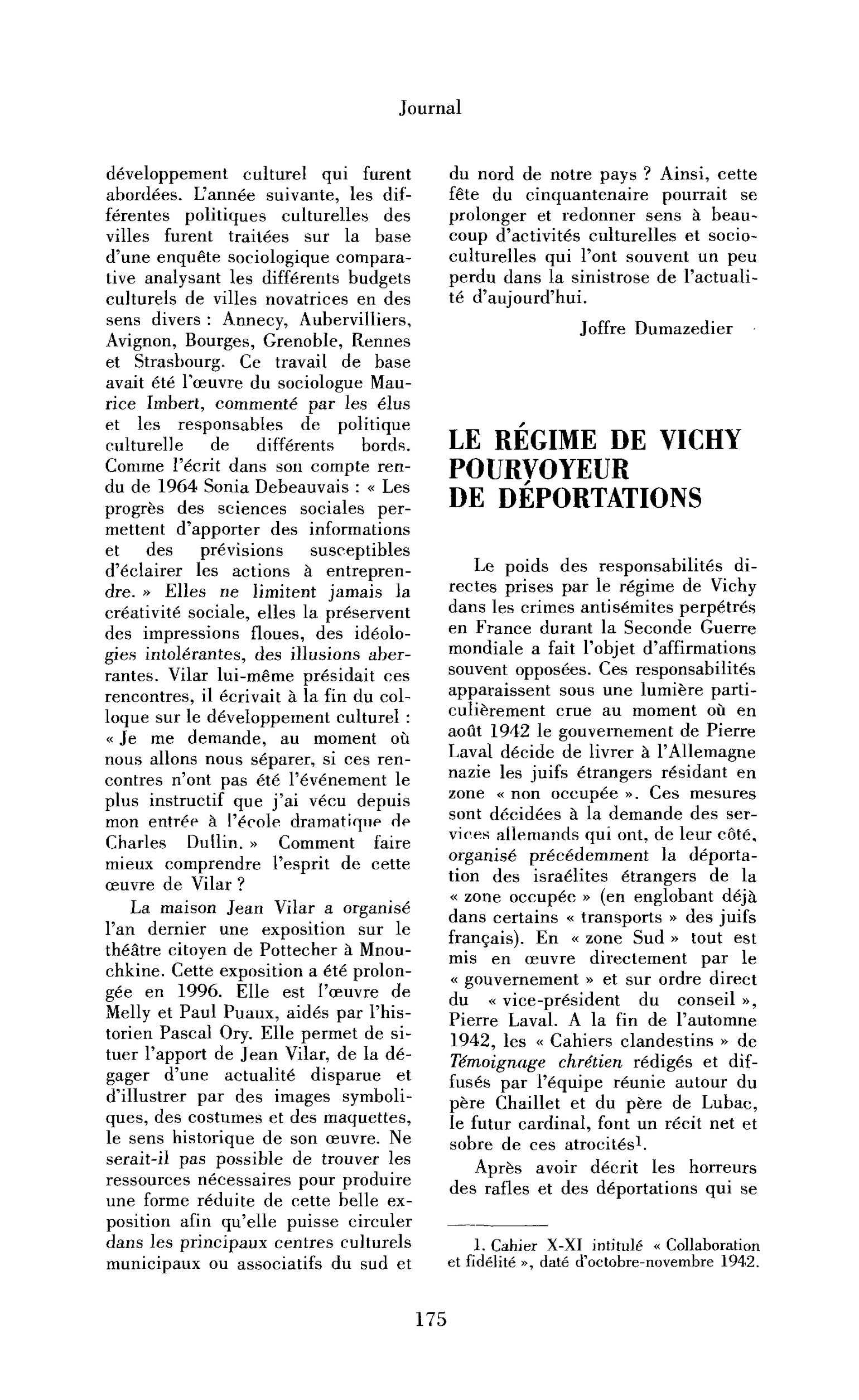 Le régime de Vichy pourvoyeur de déportations