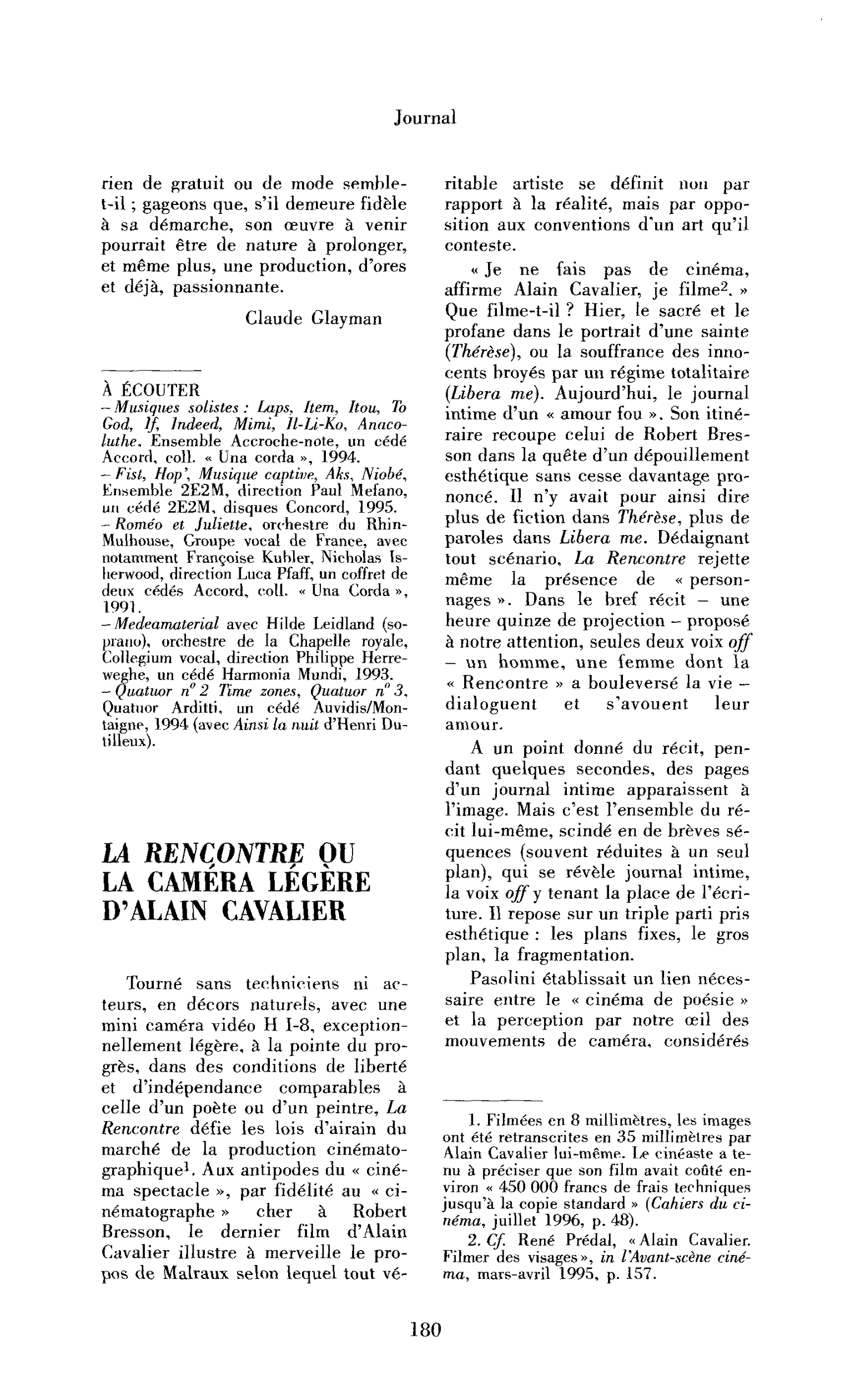 La Rencontre ou la caméra légère d’Alain Cavalier