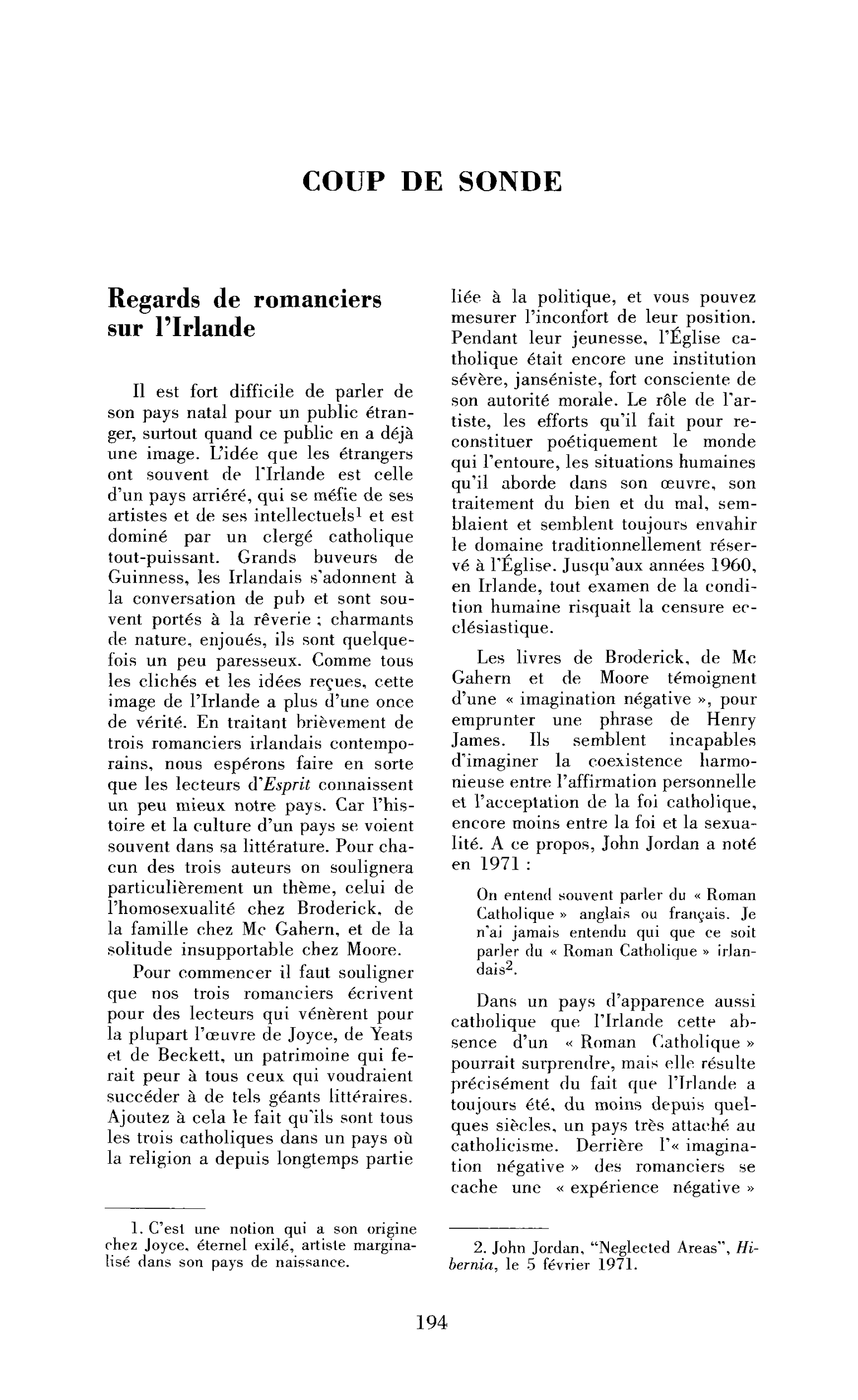 Regards de romanciers sur l’Irlande