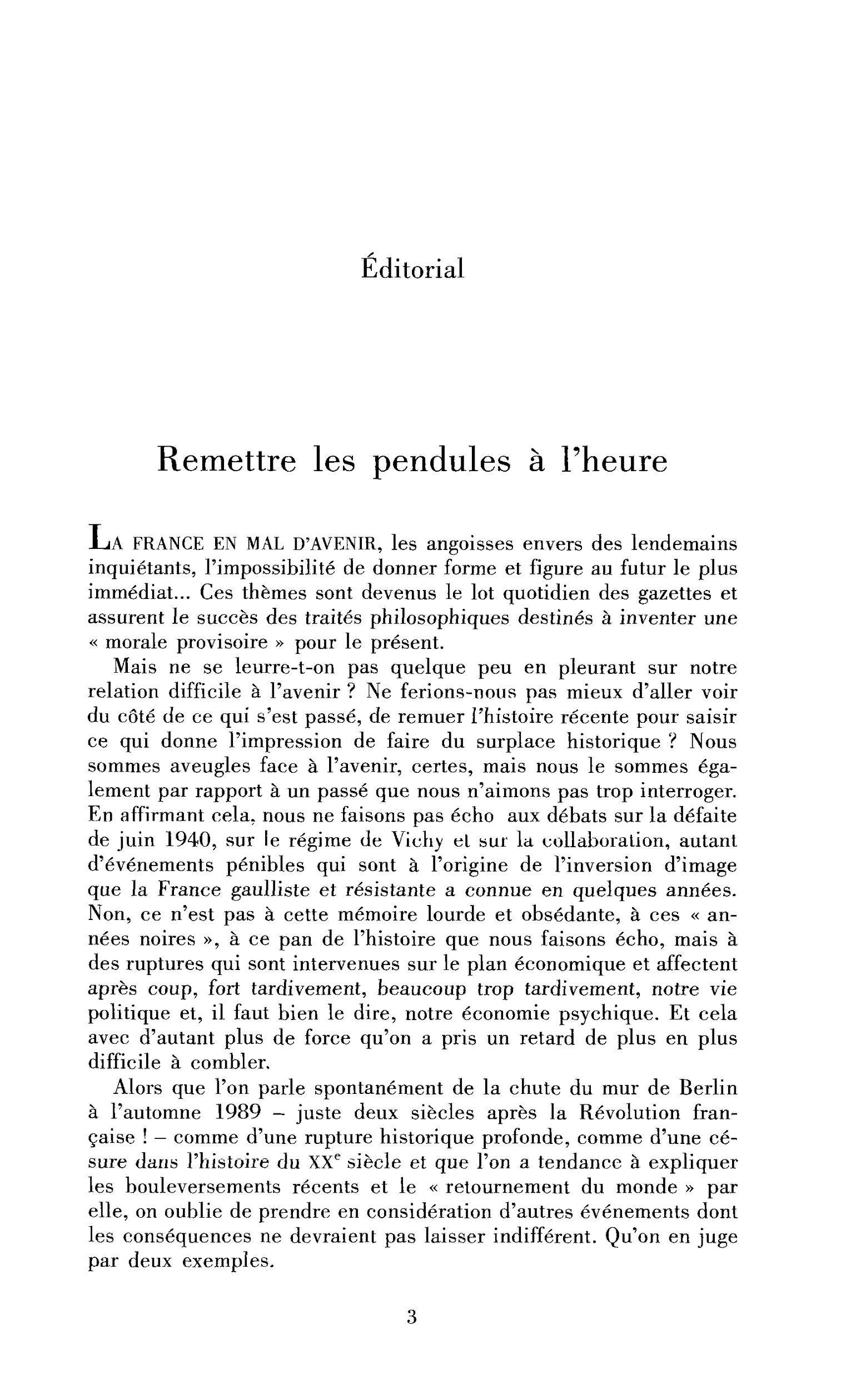 Remettre les pendules à l’heure