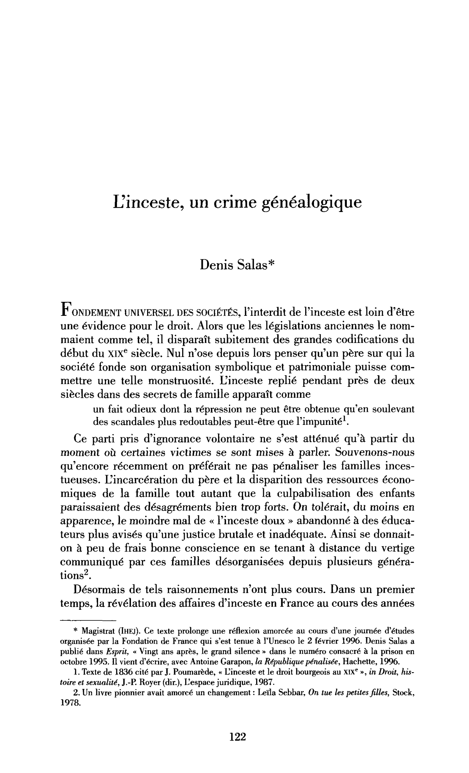 L’inceste, un crime généalogiste