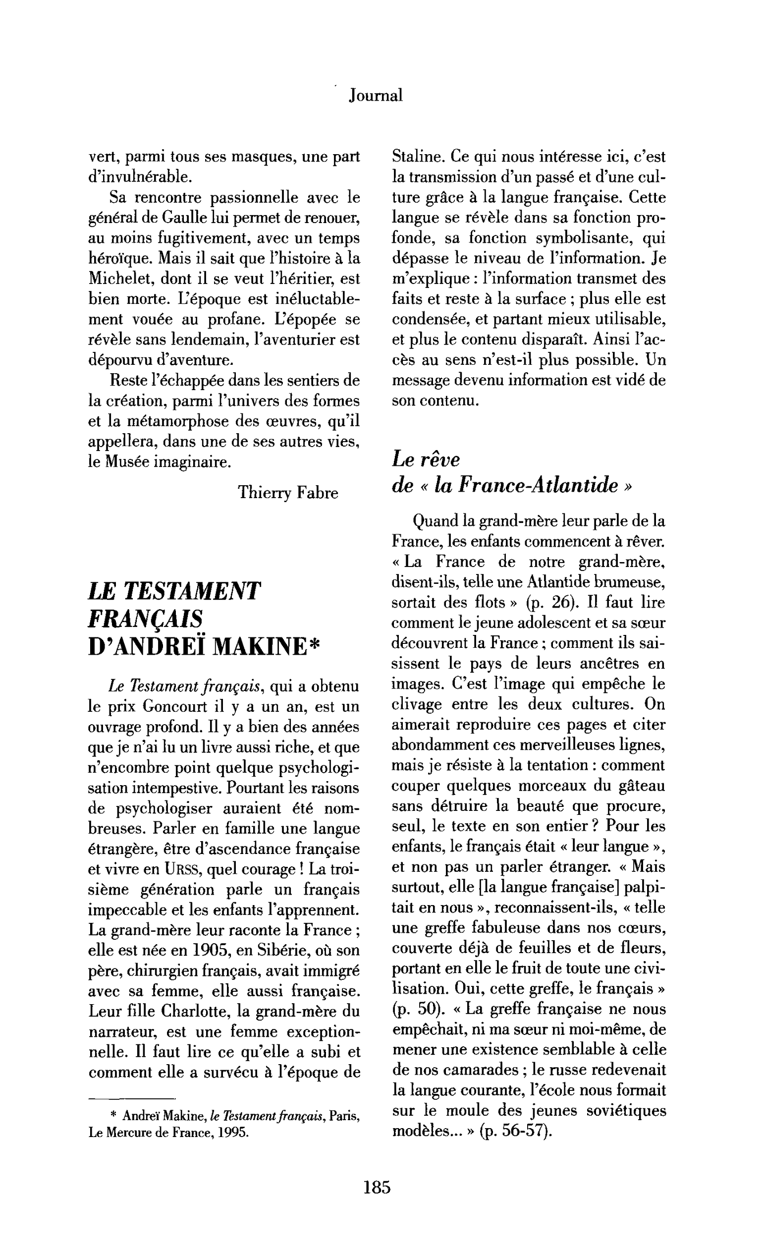 Le Testament français d’Andreï Makine