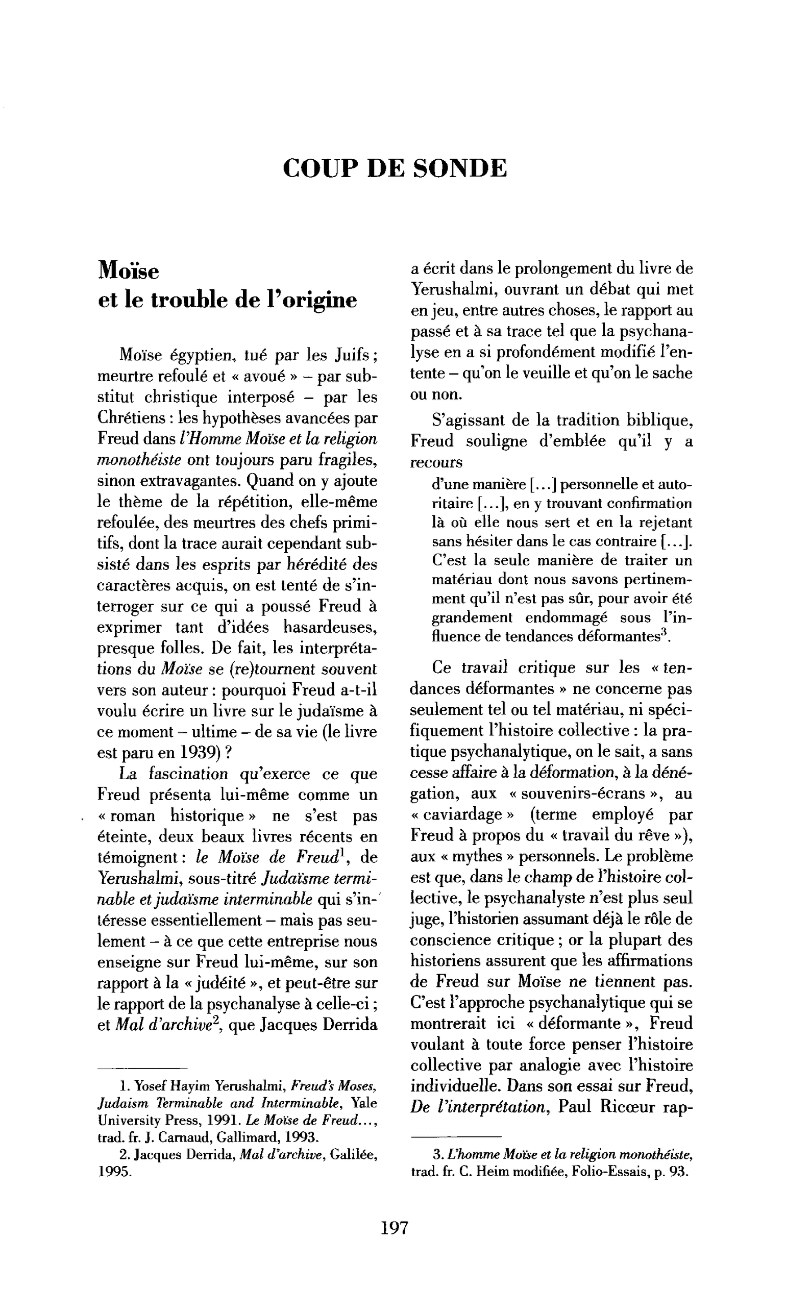 Moïse et le trouble de l’origine