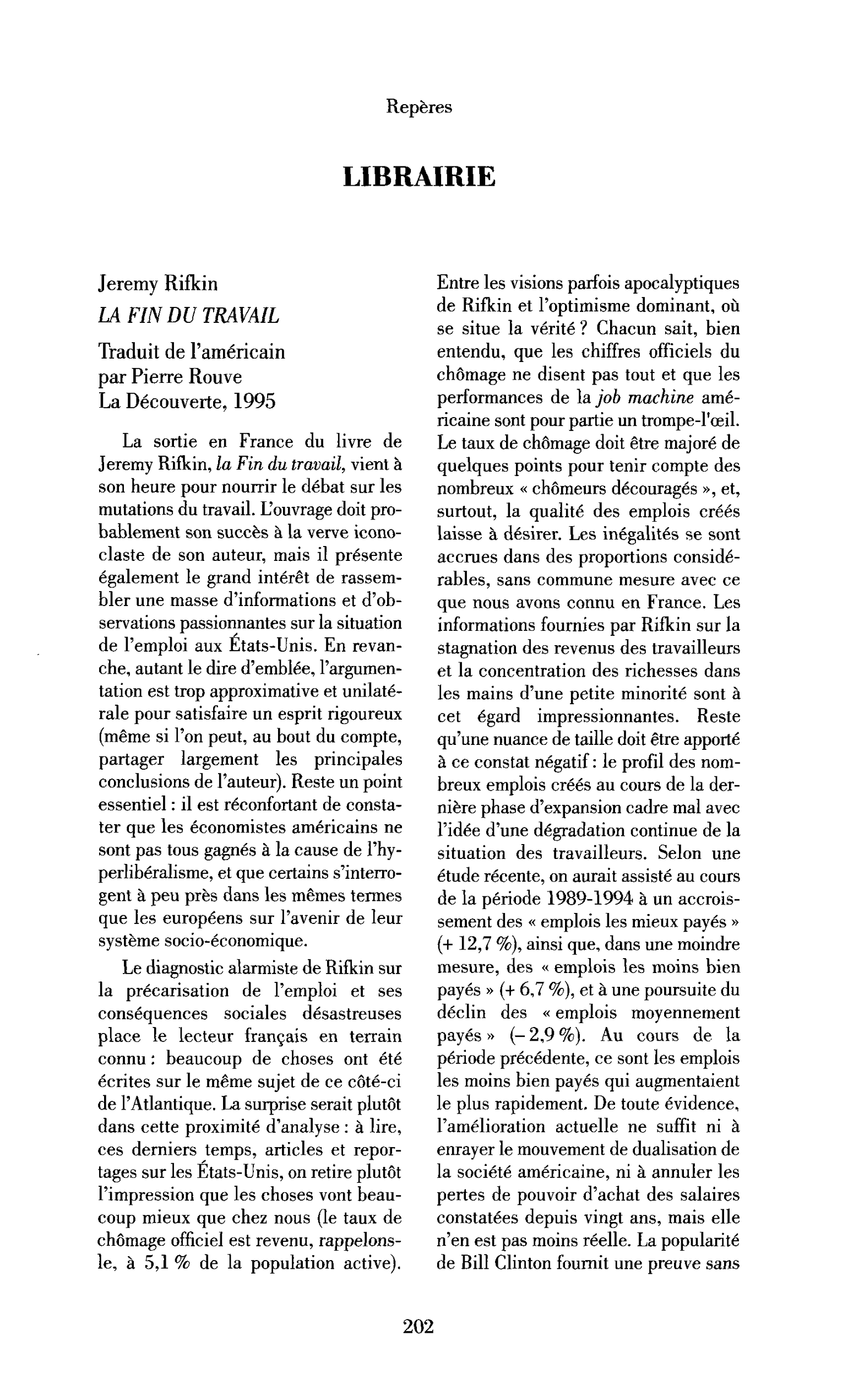 Jeremy Rifkin : la Fin du travail