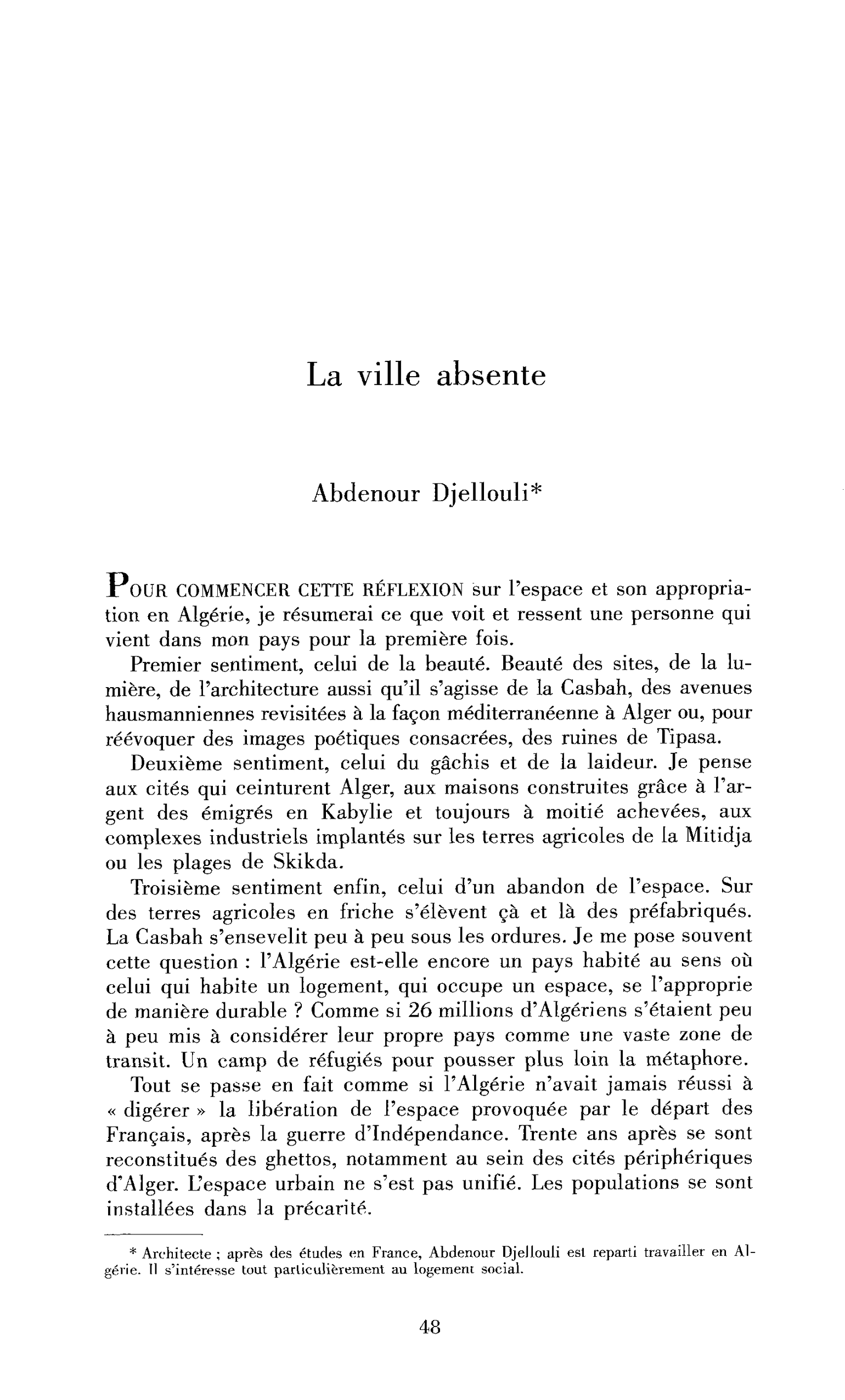 La ville absente