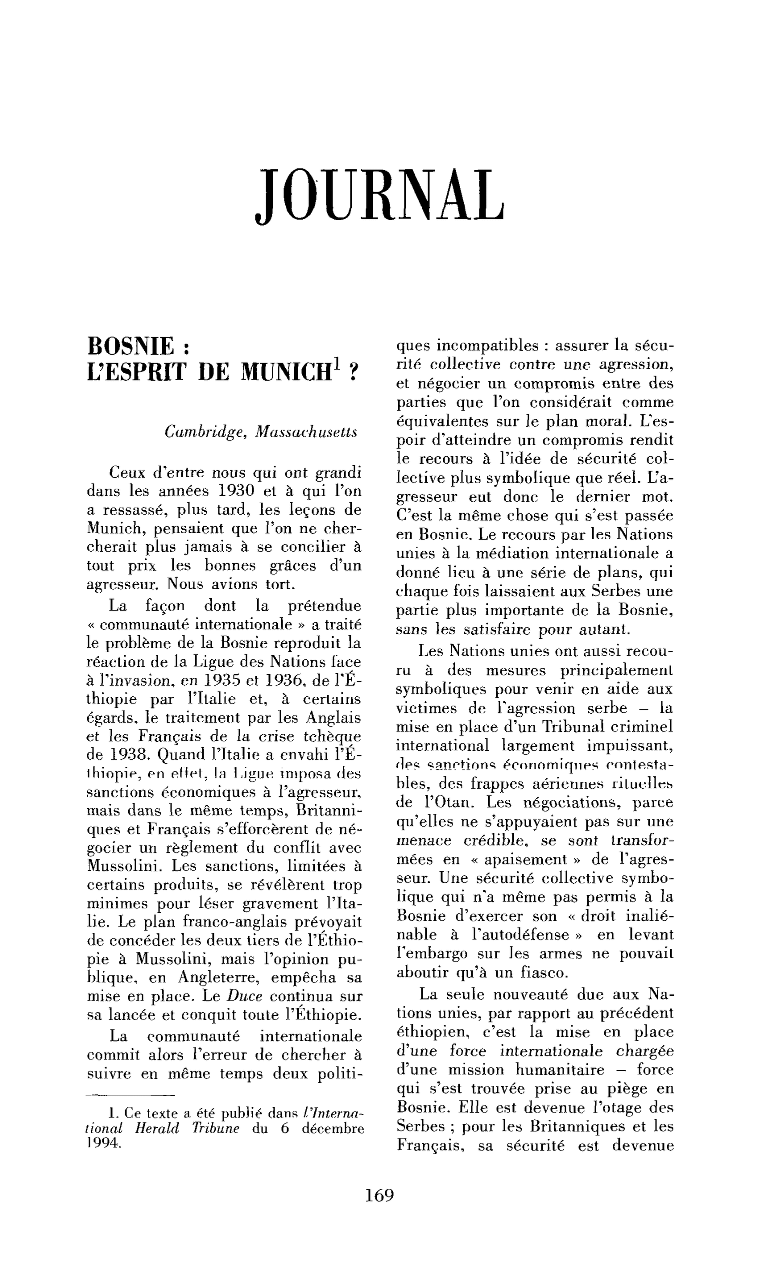 Bosnie : l’esprit de Munich