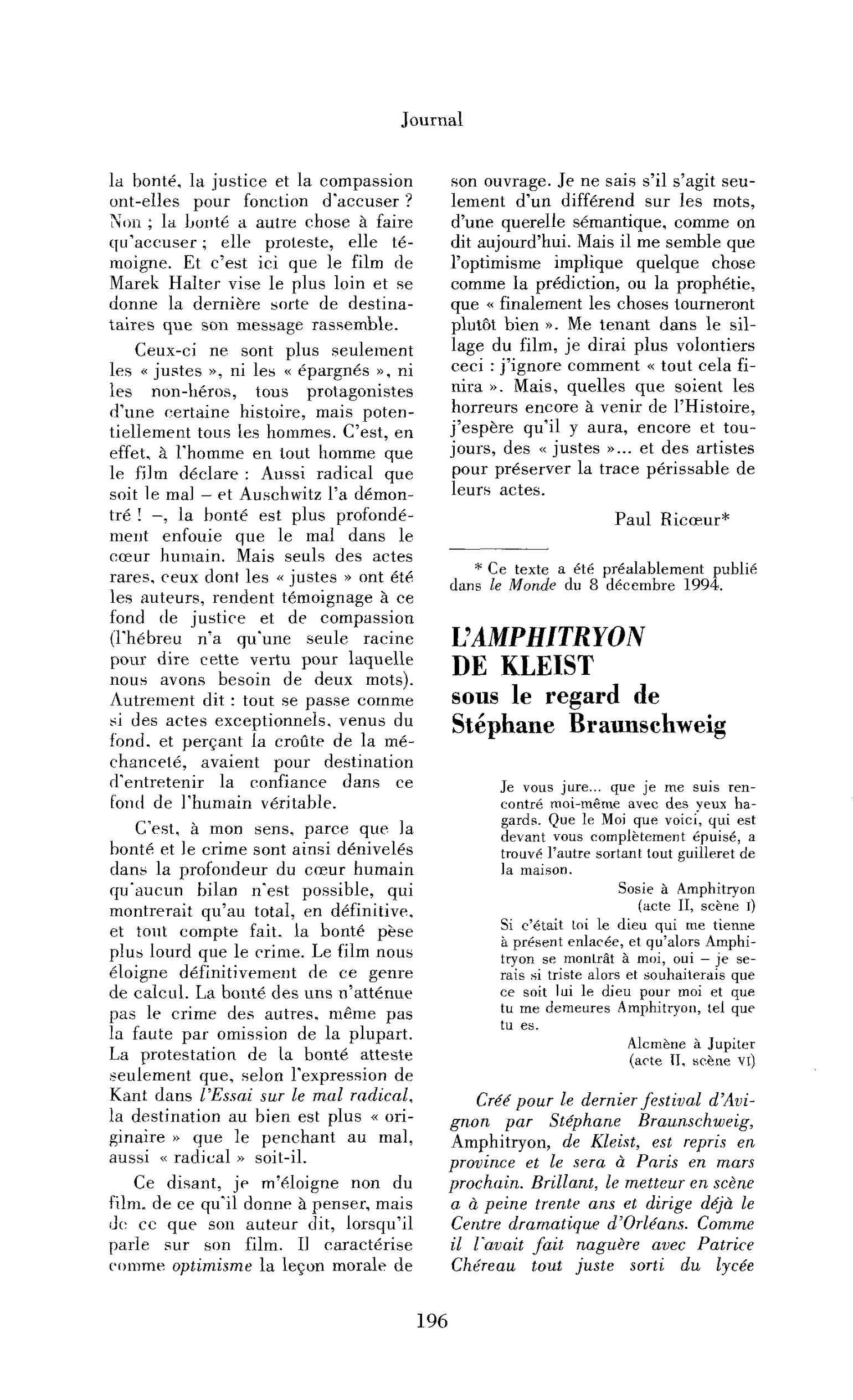 L’Amphitryon de Kleist sous le regard de Stéphane Braunschweig