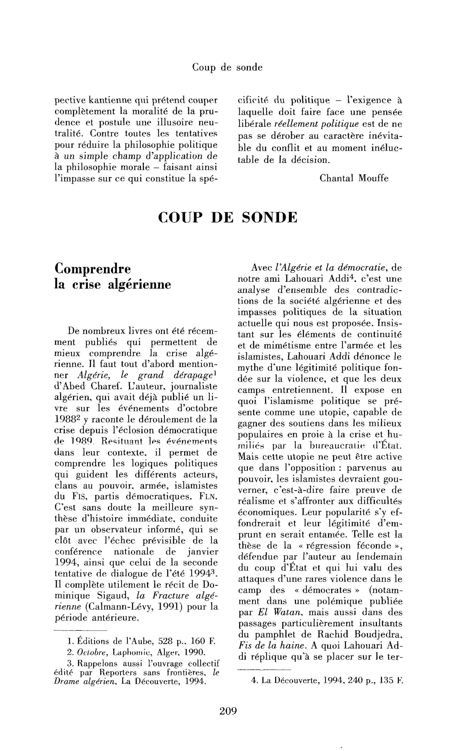 Comprendre la crise algérienne