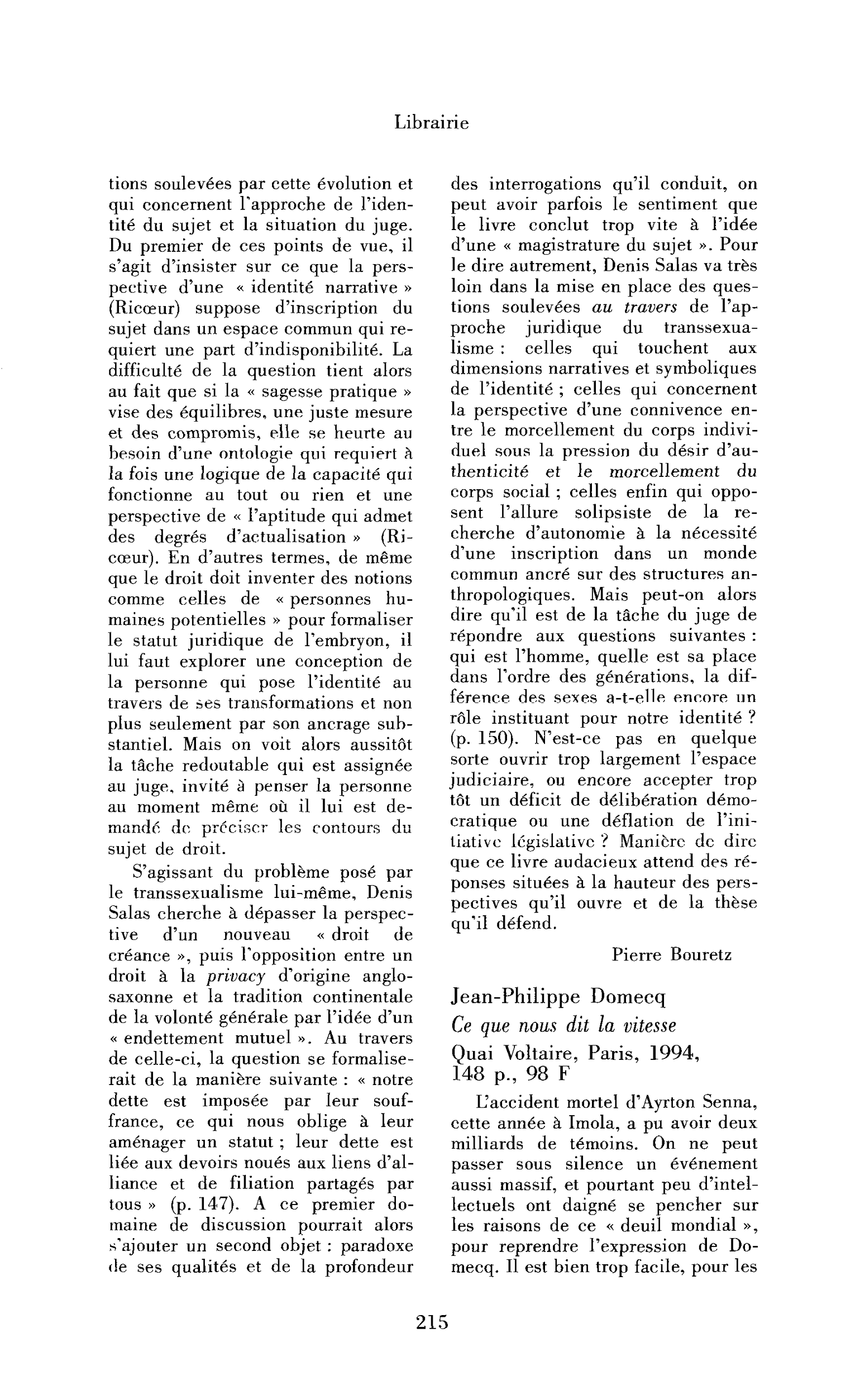 Jean-Philippe Domecq : Ce que nous dit la vitesse