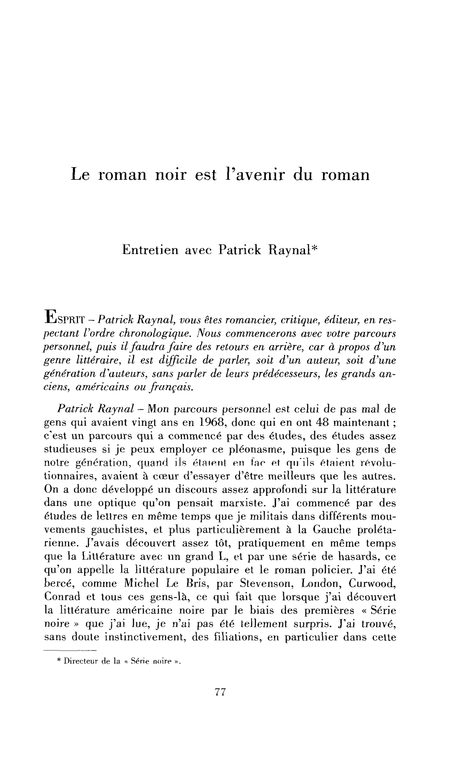 Le roman noir est l’avenir du roman