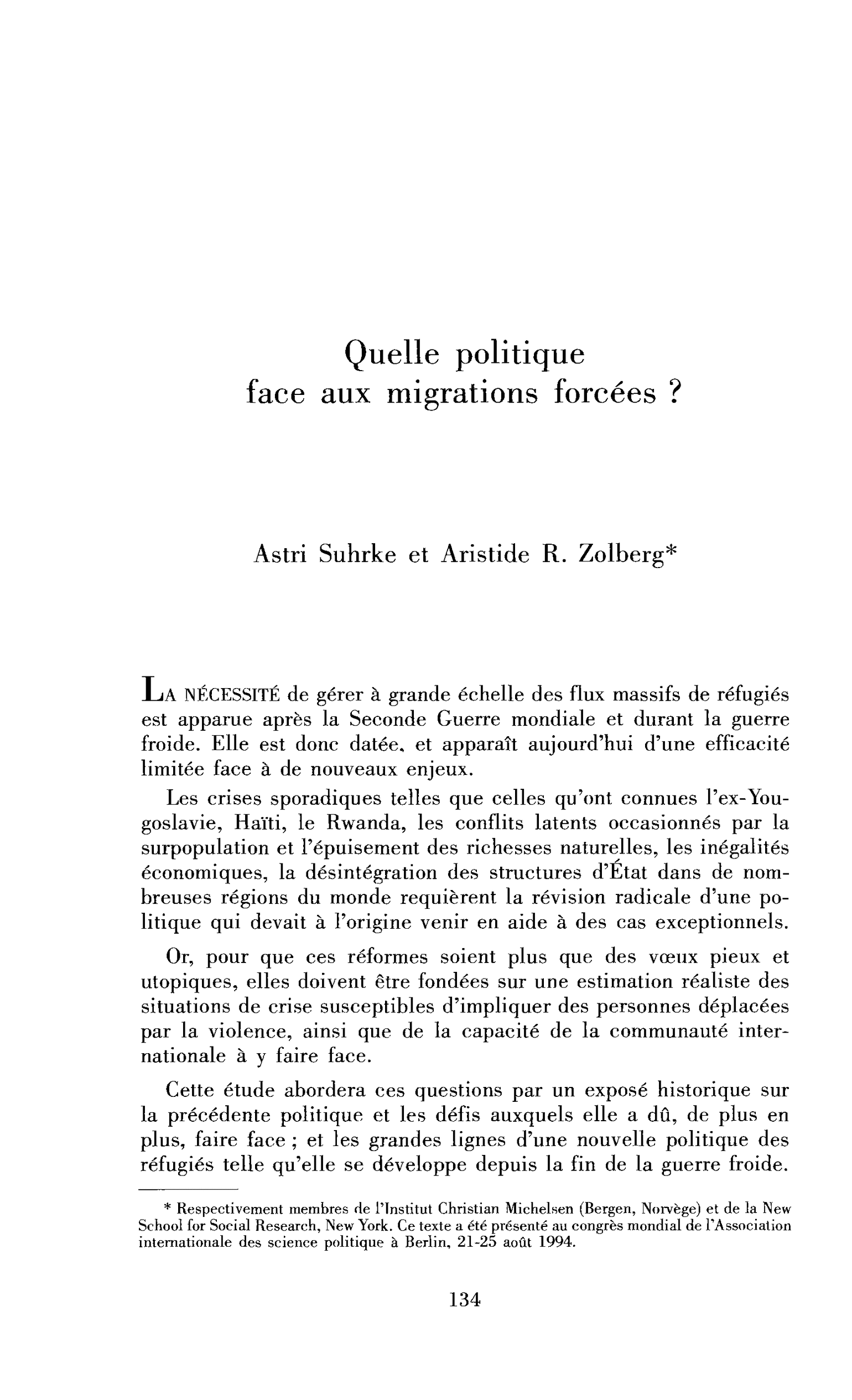 Quelle politique face aux migrations forcées ?