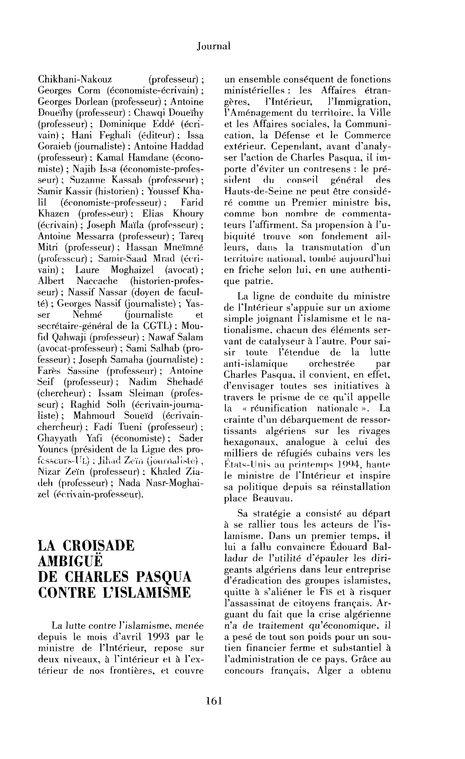 La croisade ambiguë de Charles Pasqua contre l’islamisme