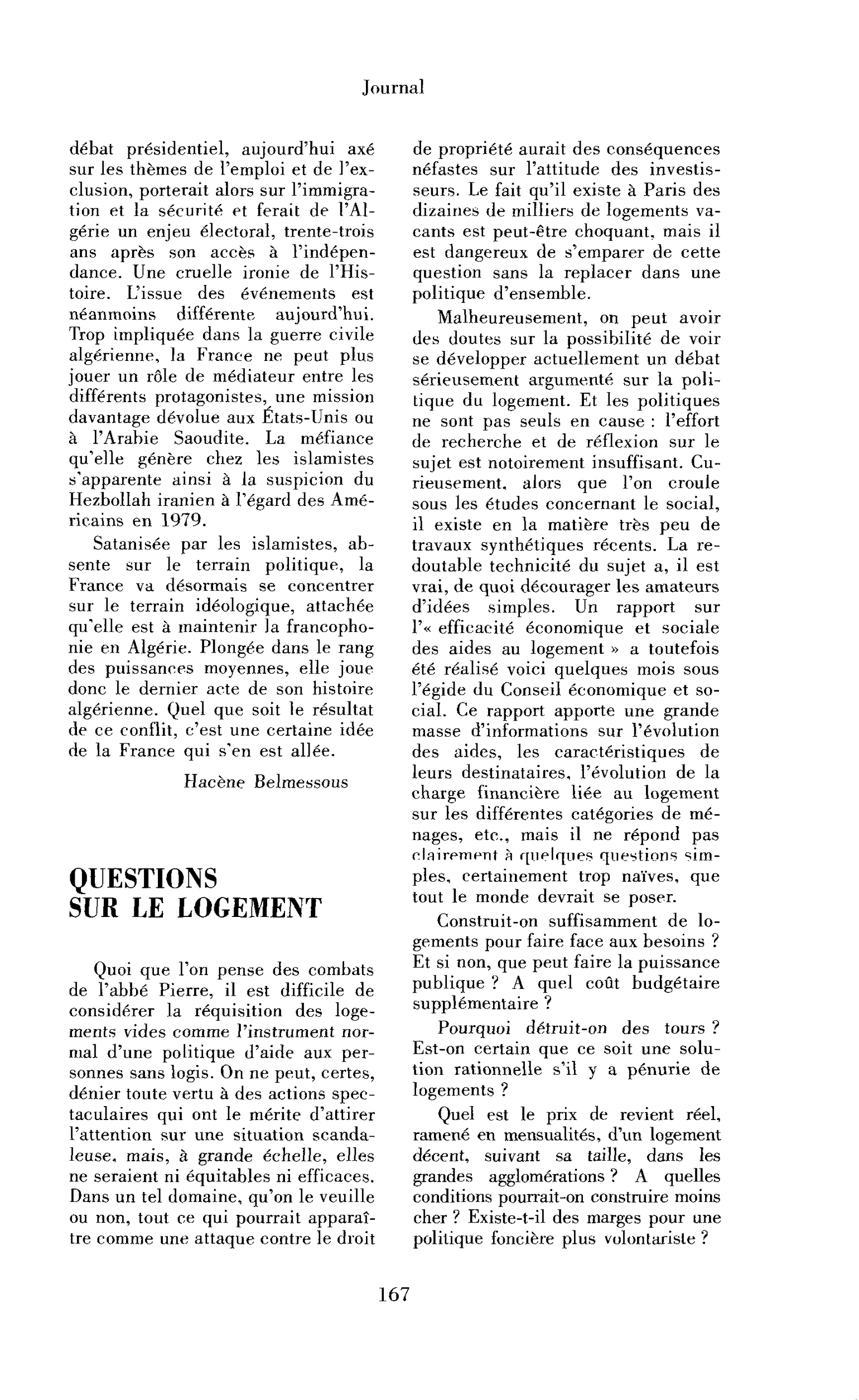 Questions sur le logement