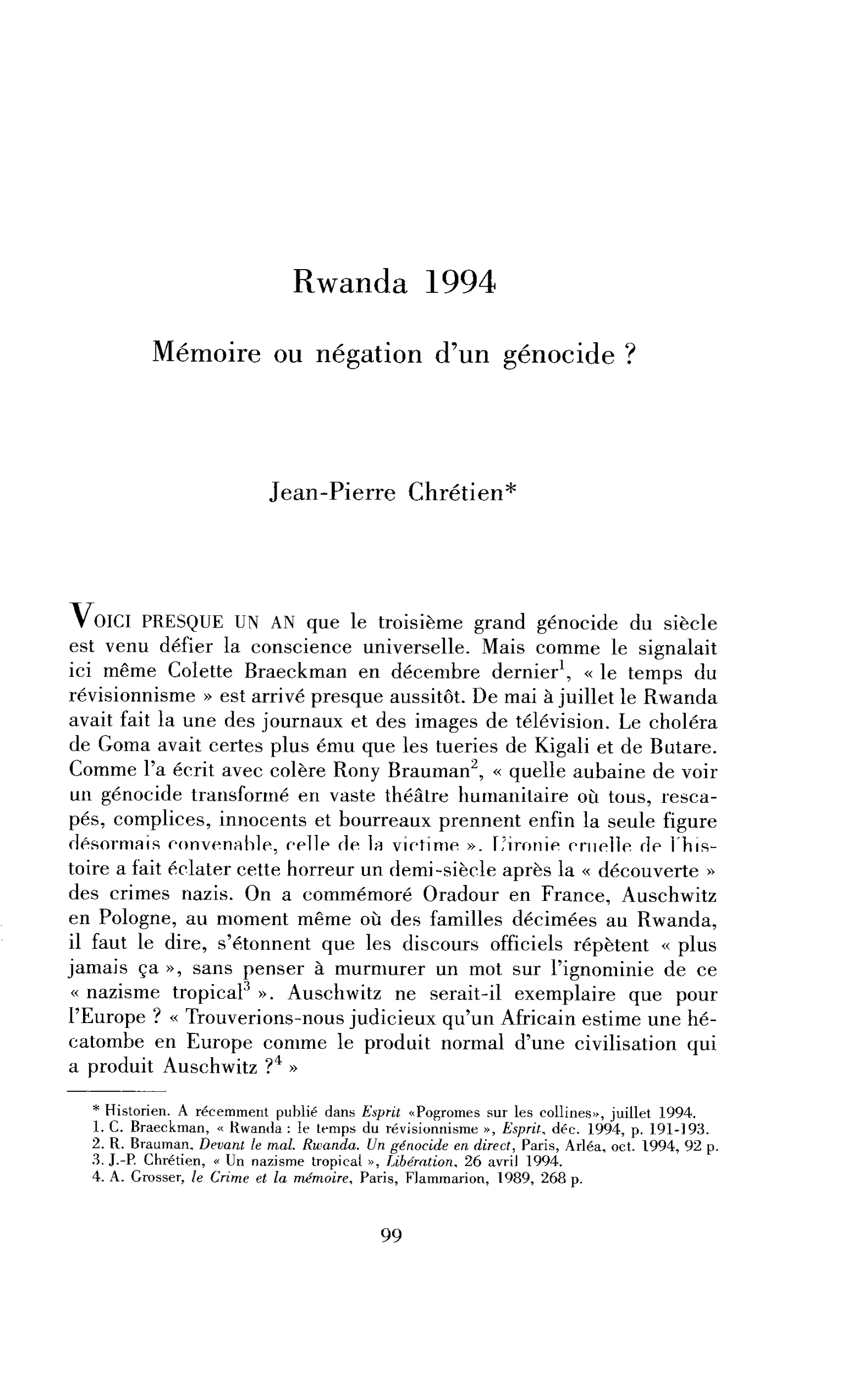Rwanda : mémoire ou négation d’un génocide ?