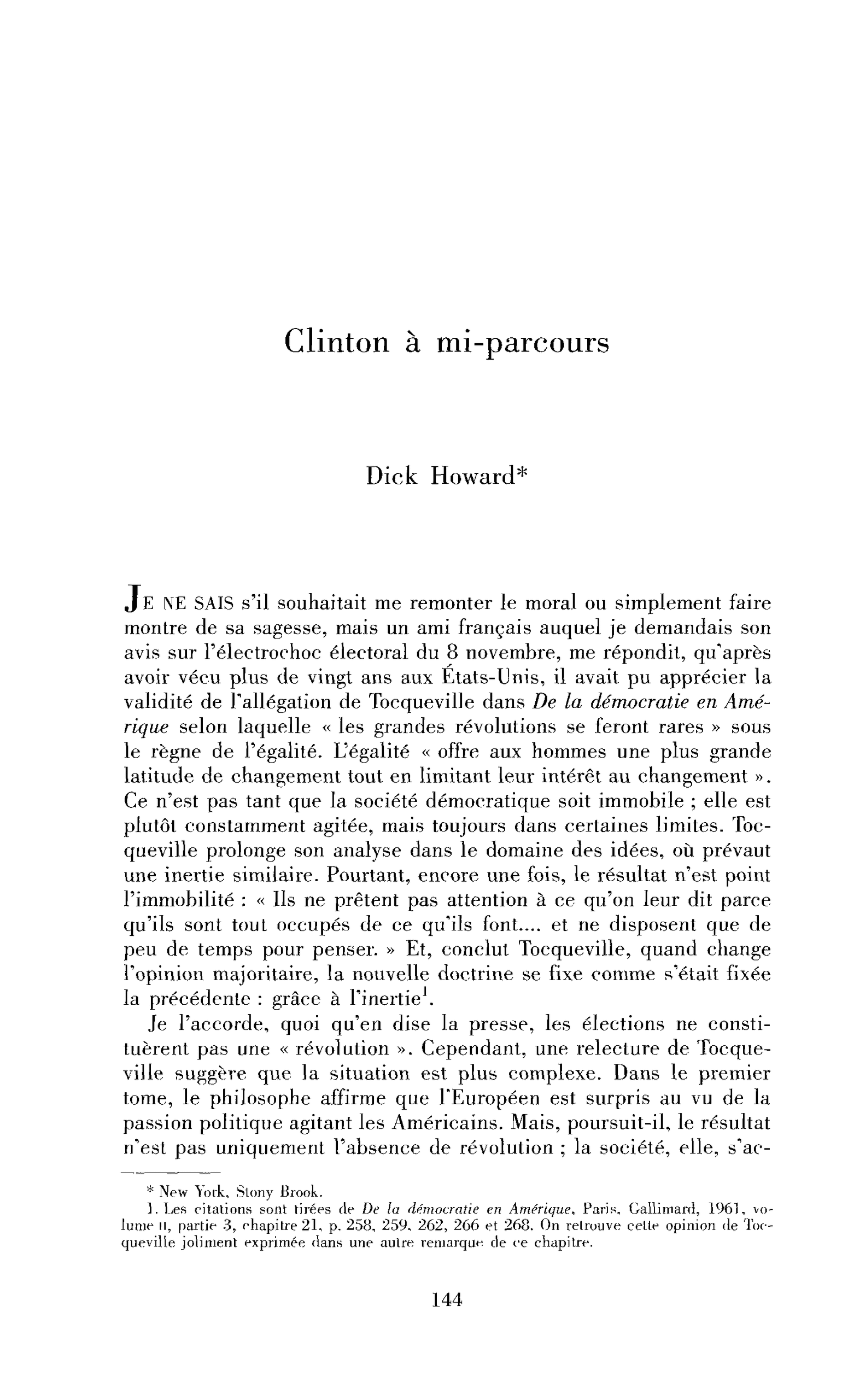Clinton à mi-parcours