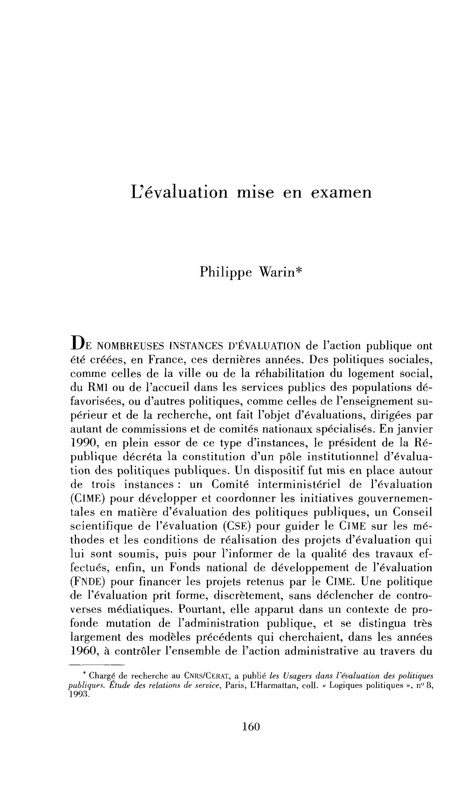 L’évaluation mise en examen