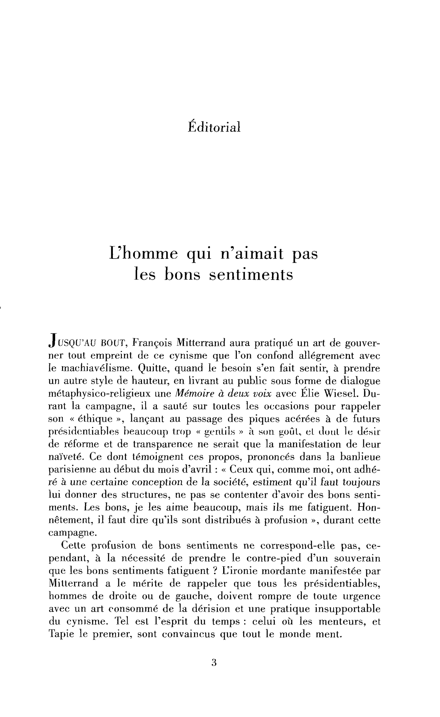 L’homme qui n’aimait pas les bons sentiments