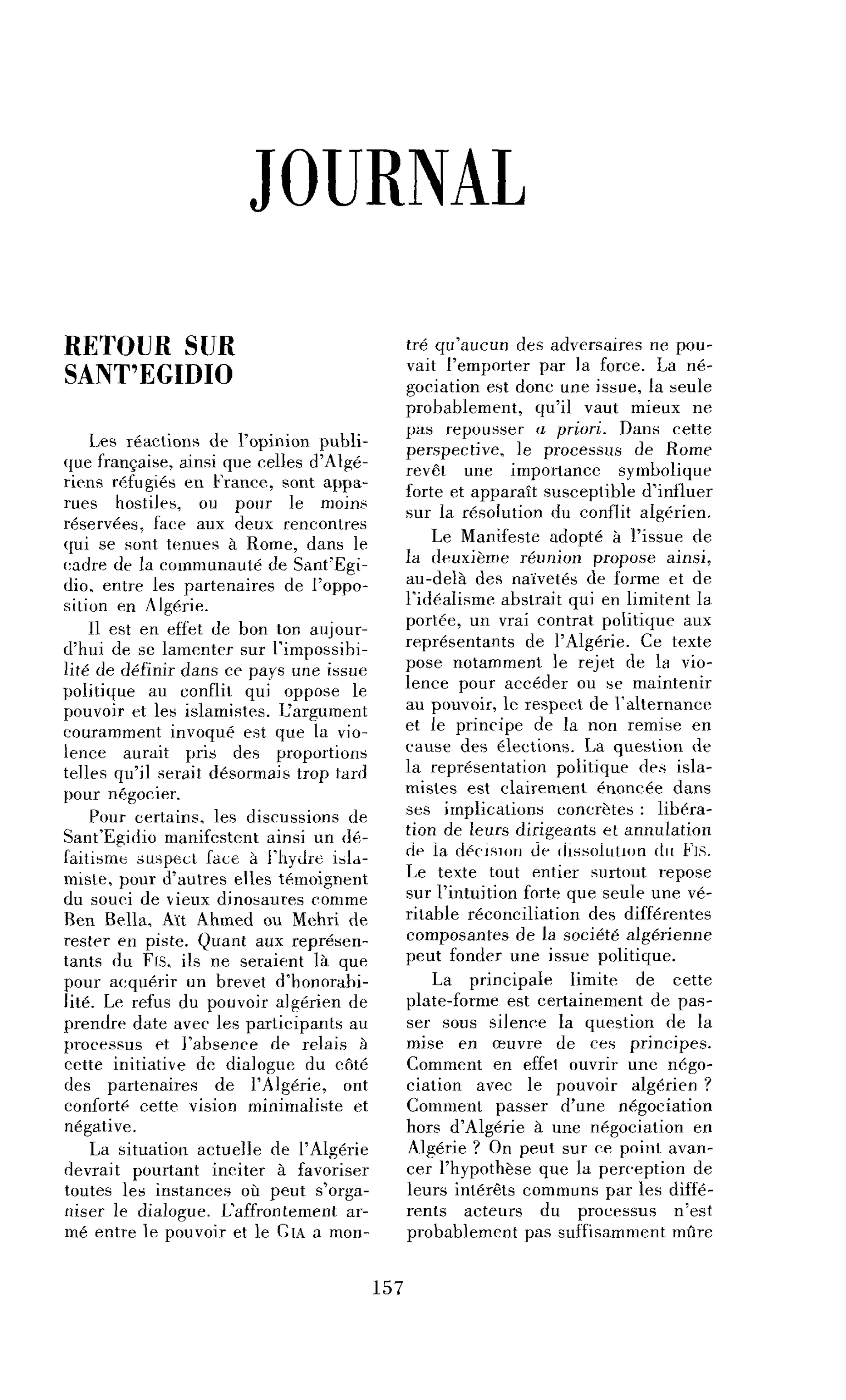 Retour sur Sant’Egidio