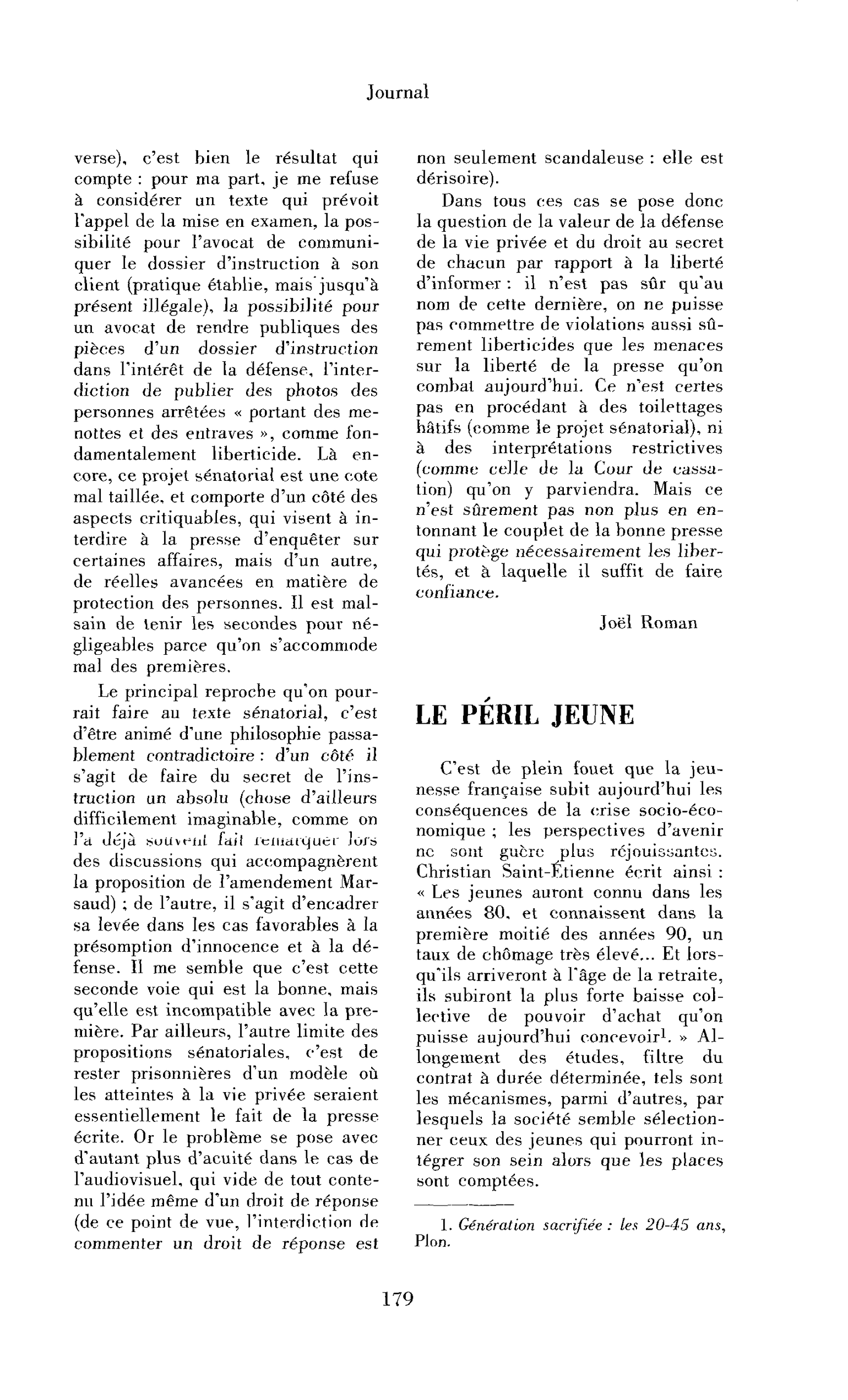 Le péril jeune