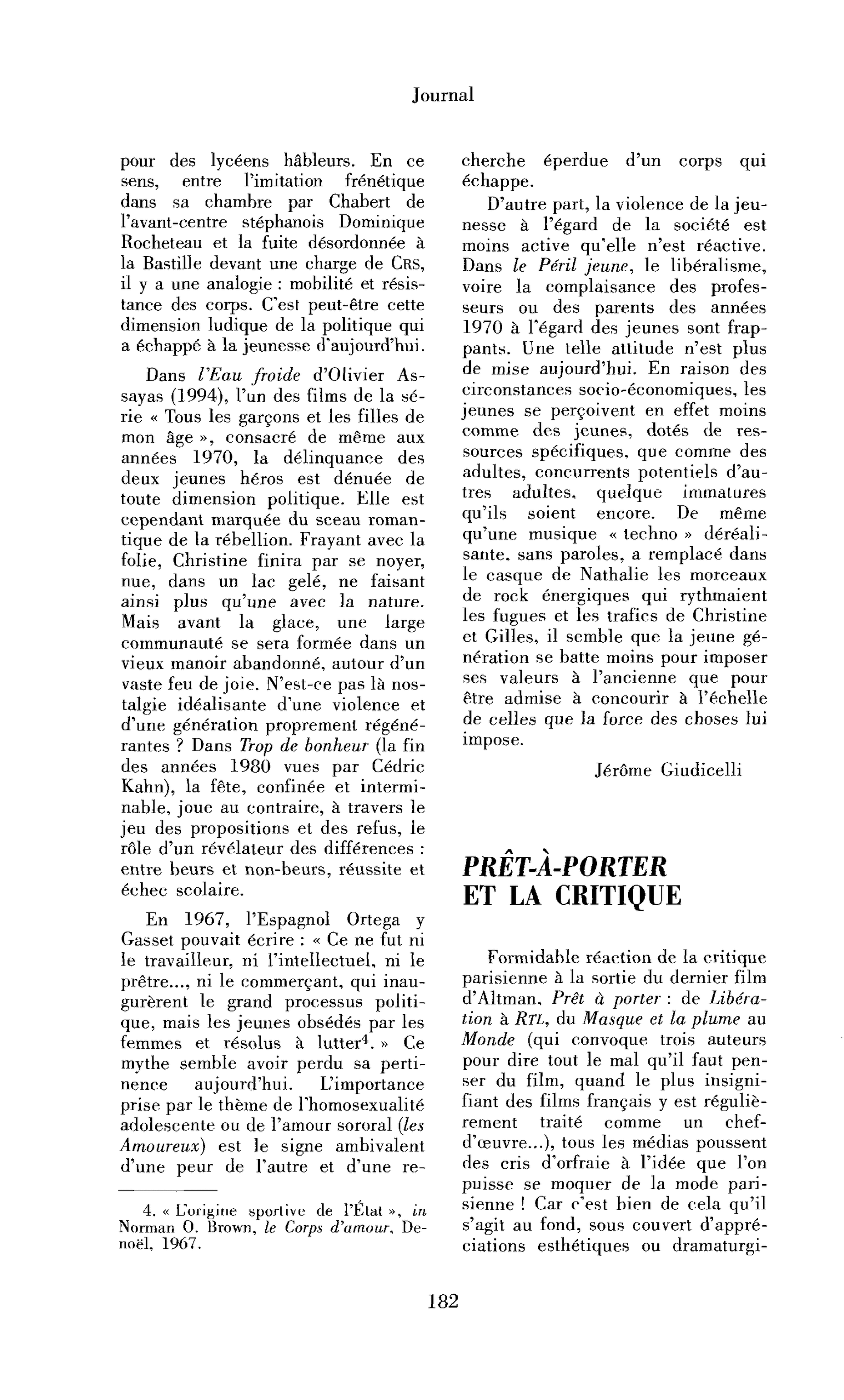 Prêt-à-porter et la critique