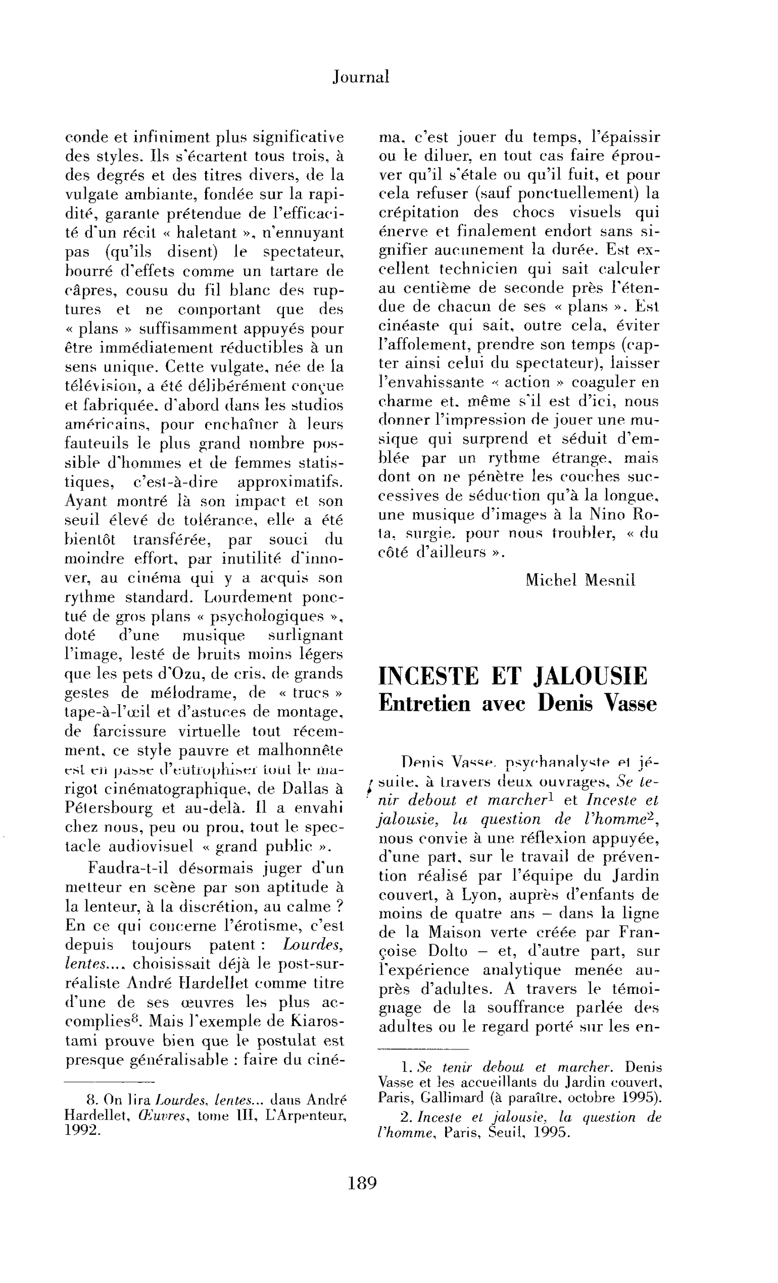 Inceste et jalousie (entretien)