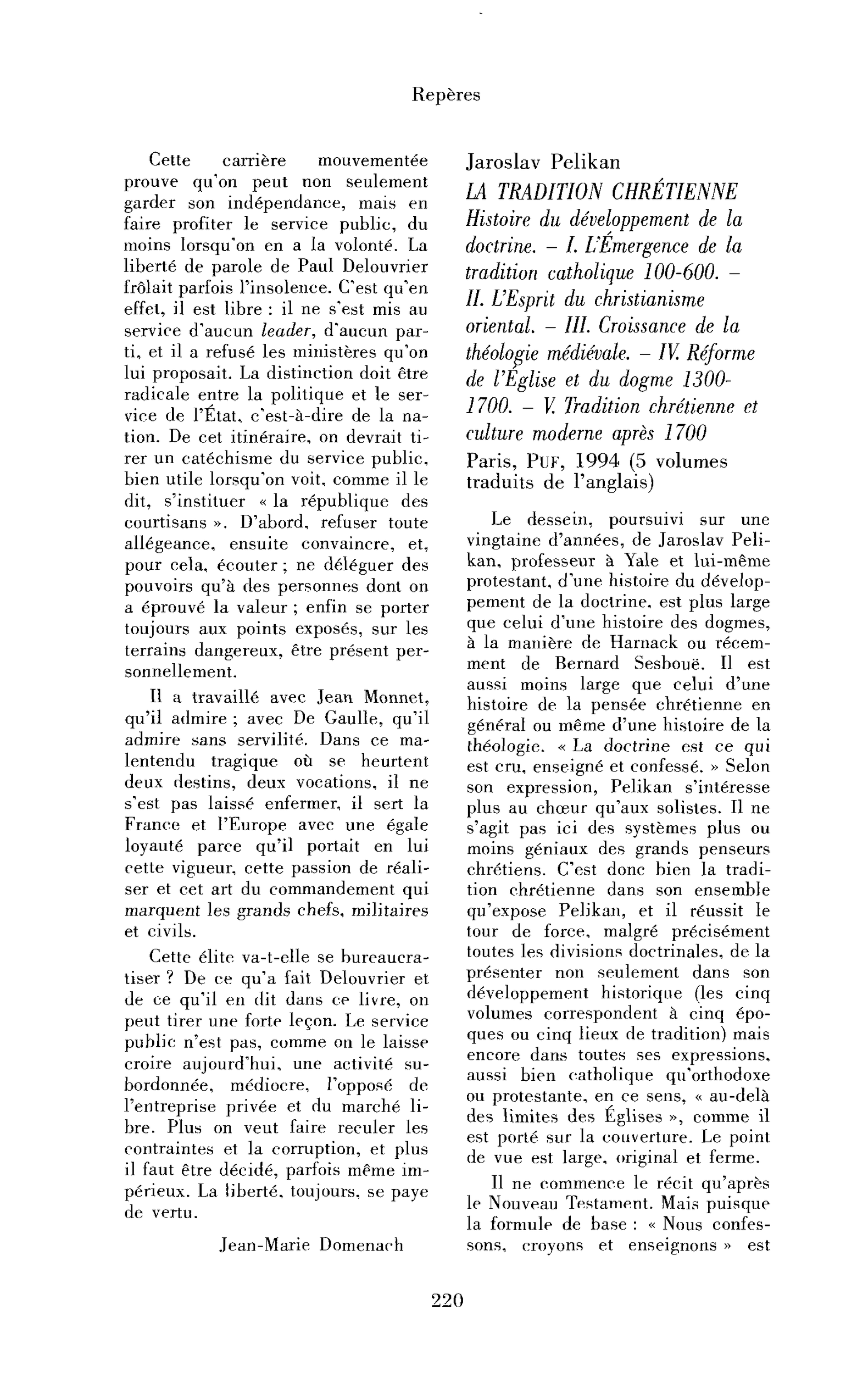 Jaroslav Pelikan, la Tradition chrétienne, histoire et développement de la doctrine