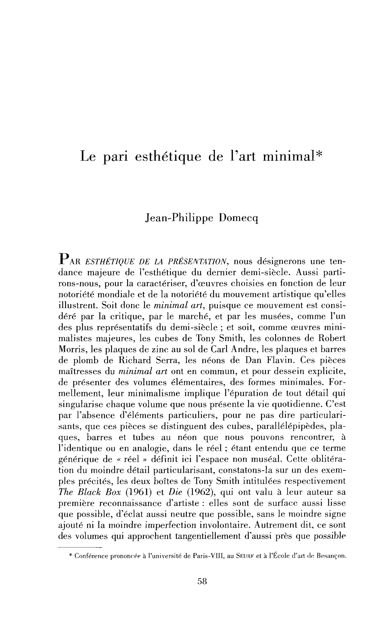 Le pari esthétique de l’art minimal