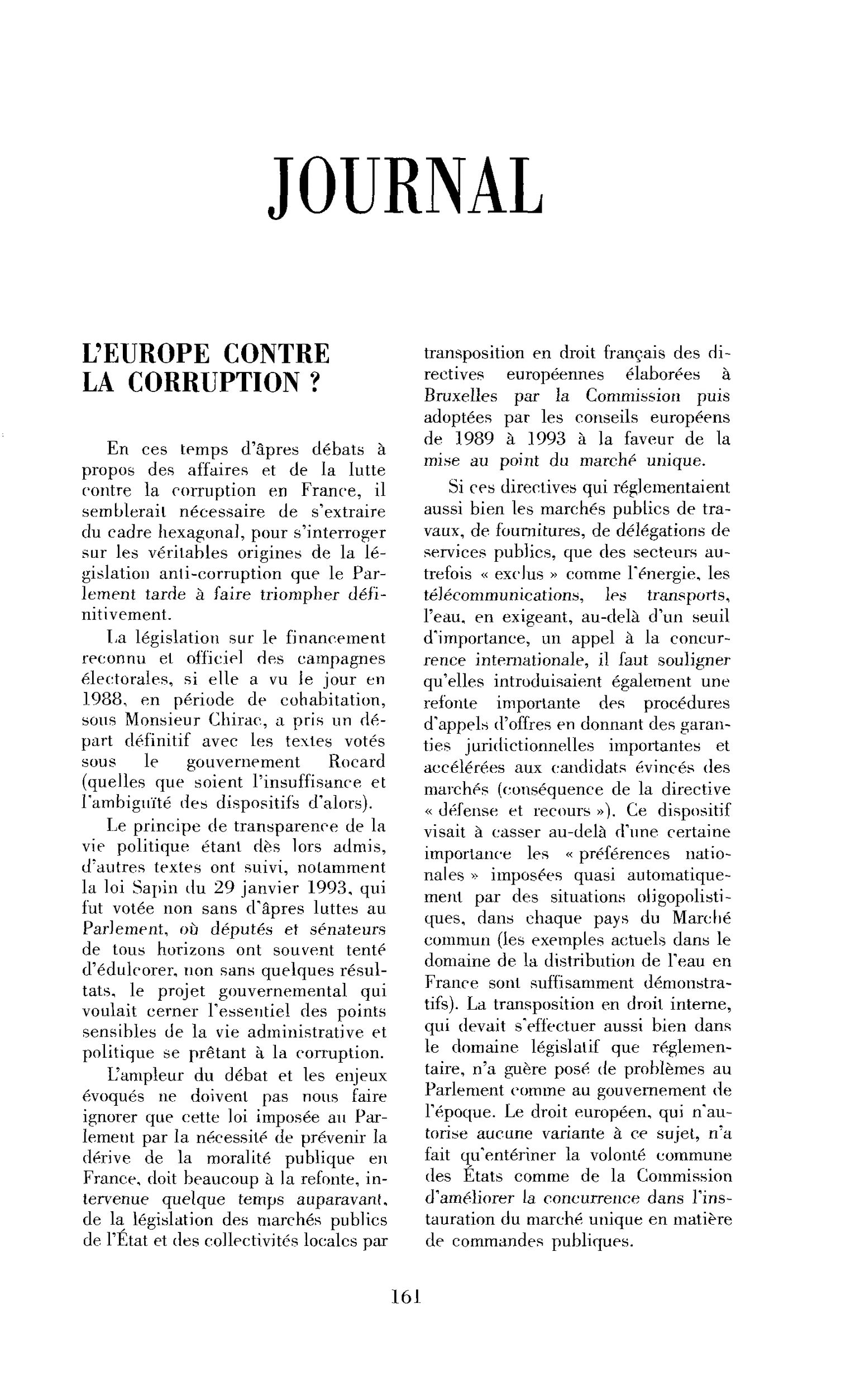 L’Europe contre la corruption ?