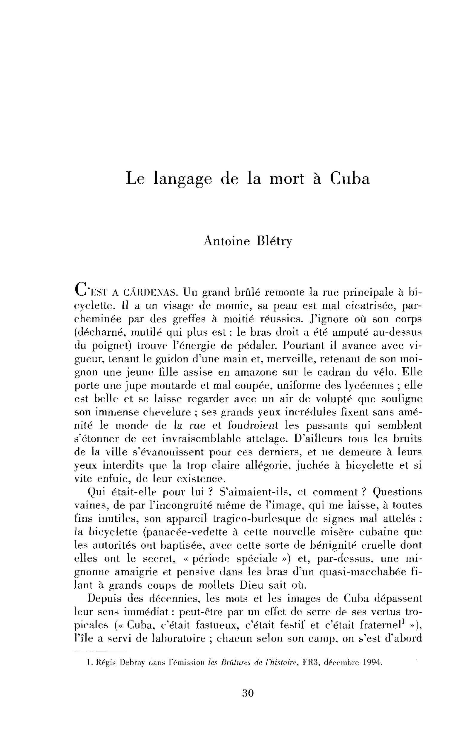 Le langage de la mort à Cuba
