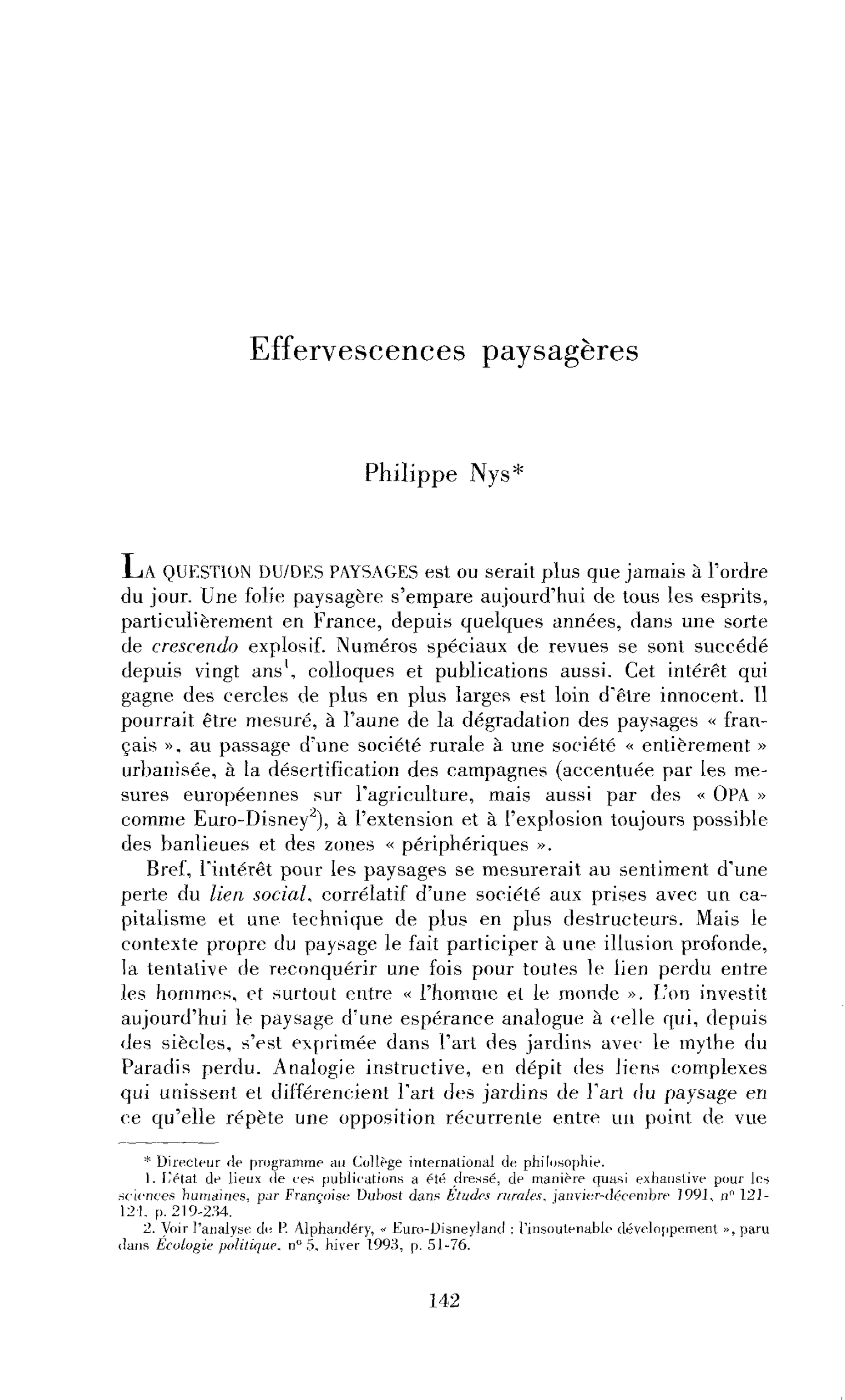 Effervescences paysagères