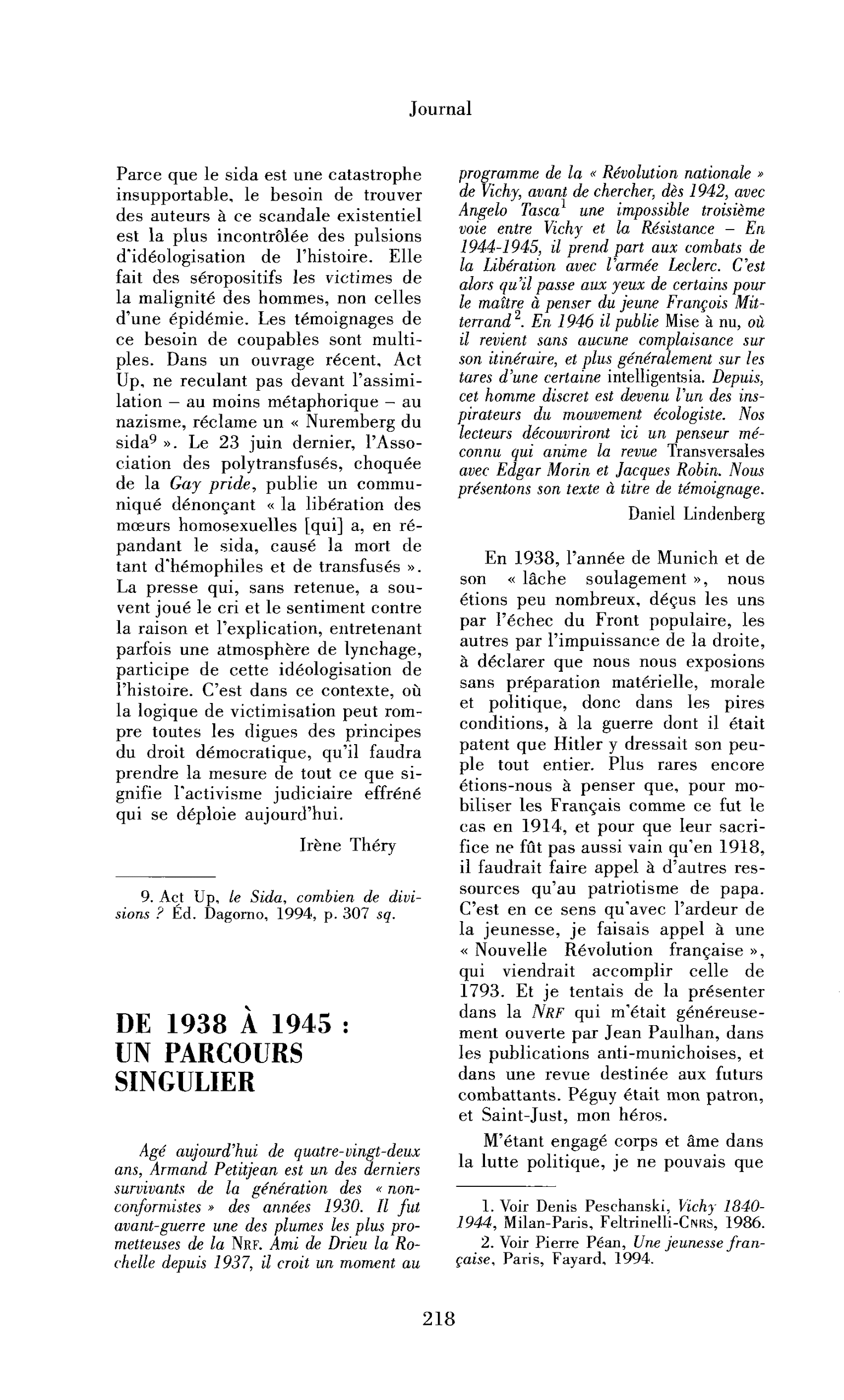 De 1938 à 1945 : un parcours singulier