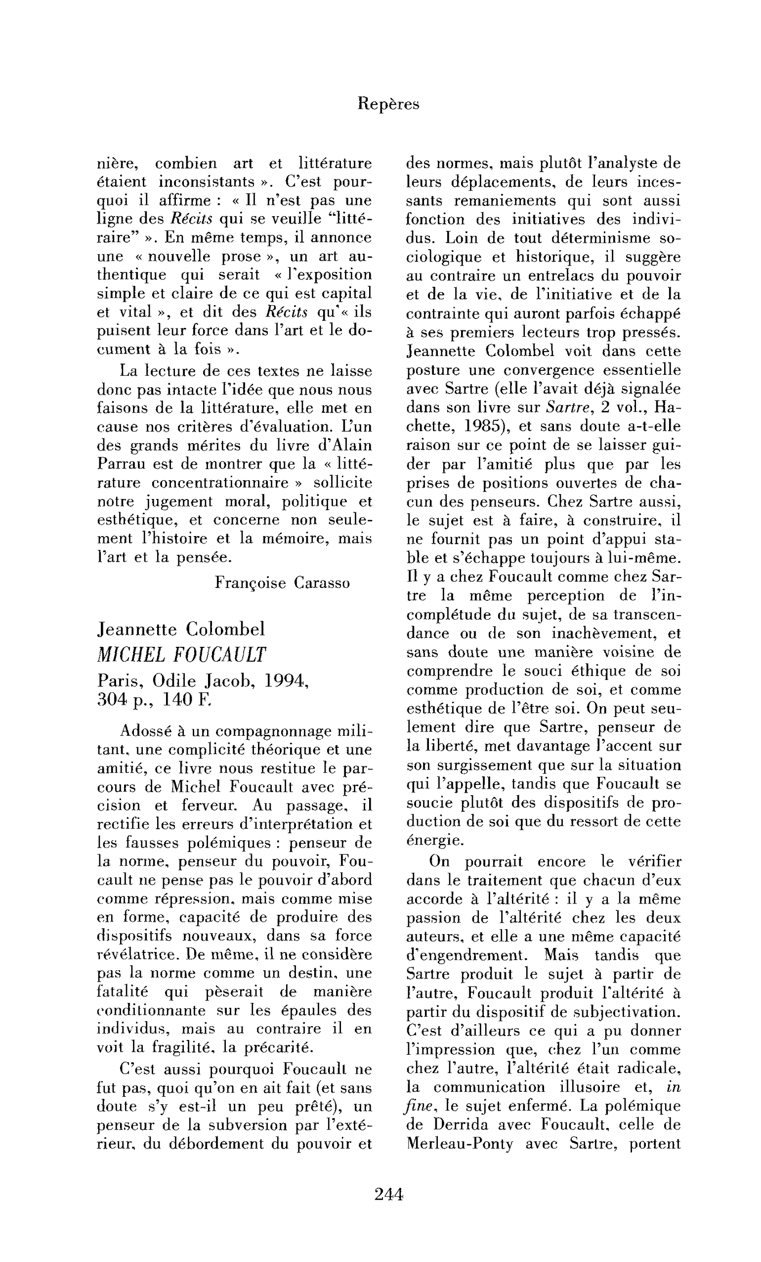 Jeannette Colombel : Michel Foucault