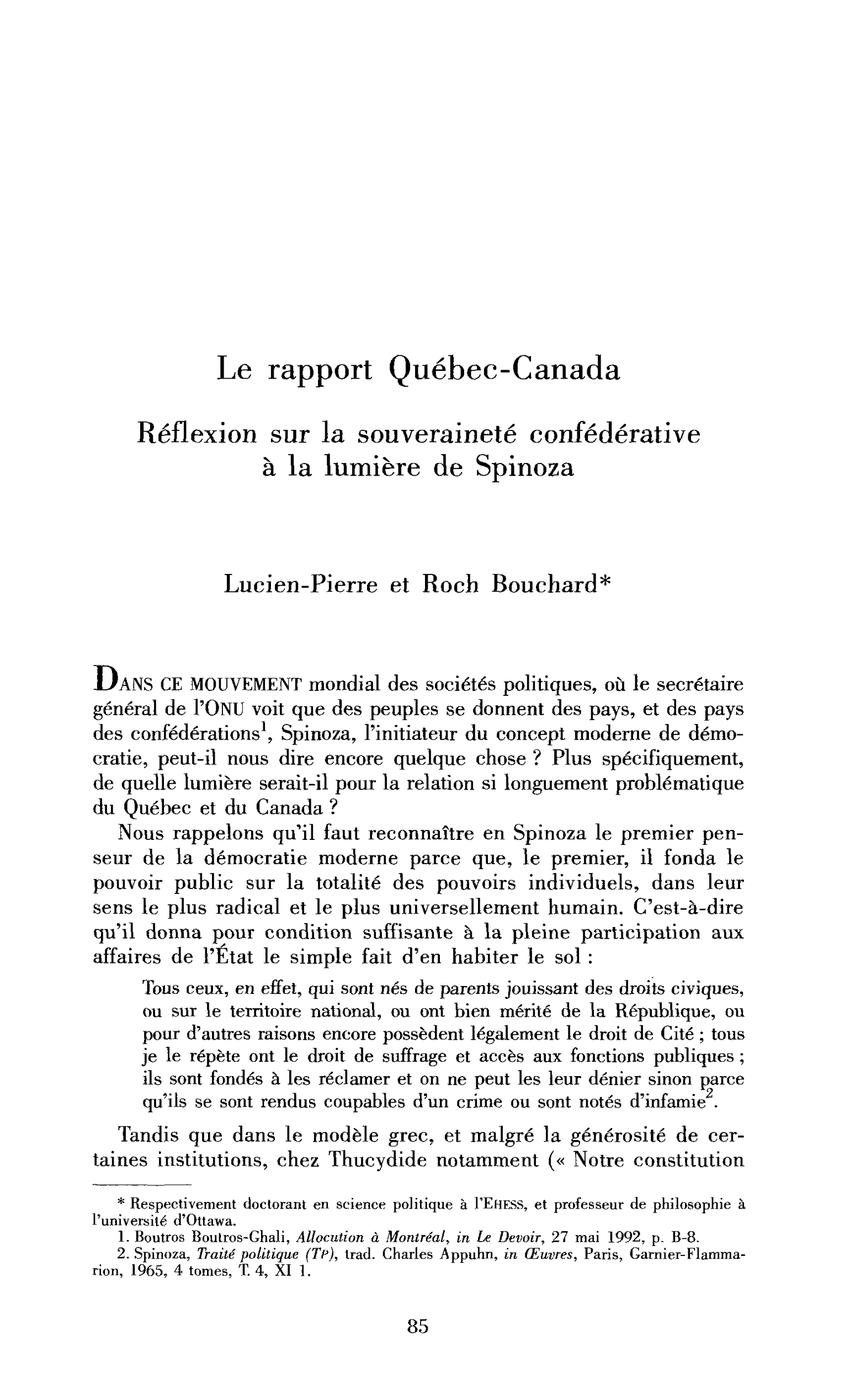 Le rapport Québec-Canada