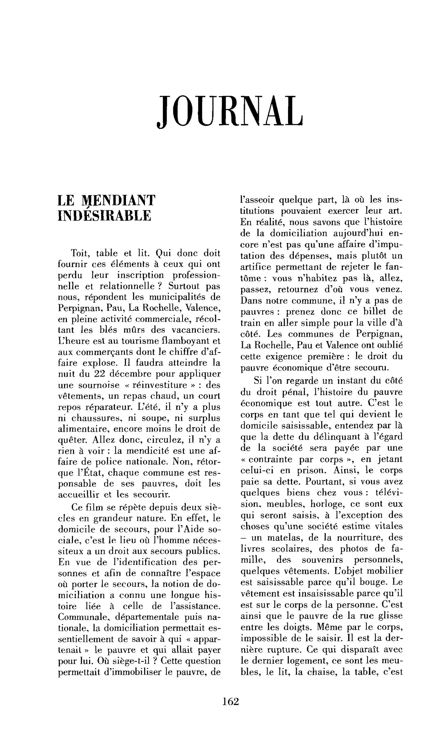 Le mendiant indésirable