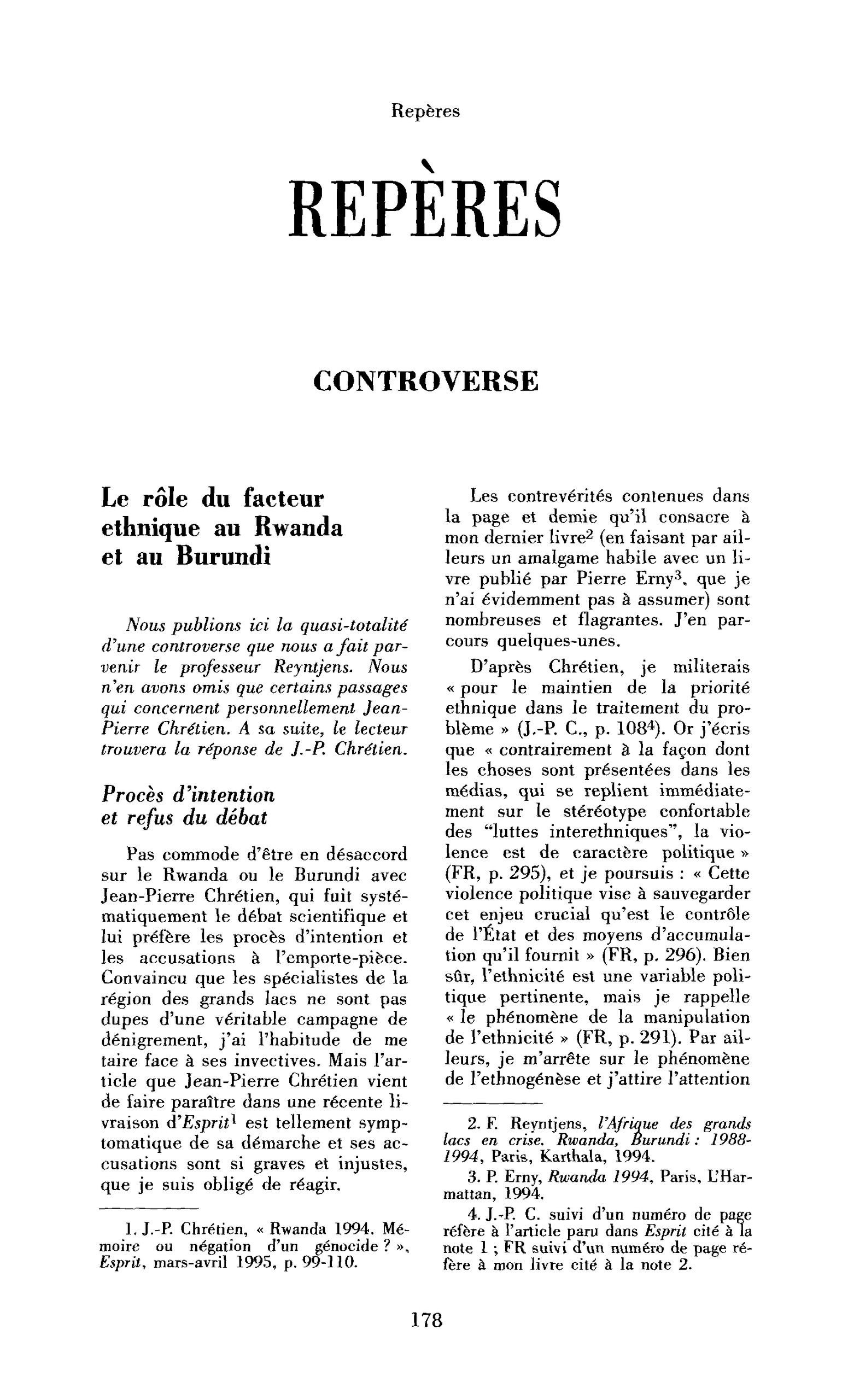 Le rôle du facteur ethnique au Rwanda et au Burundi