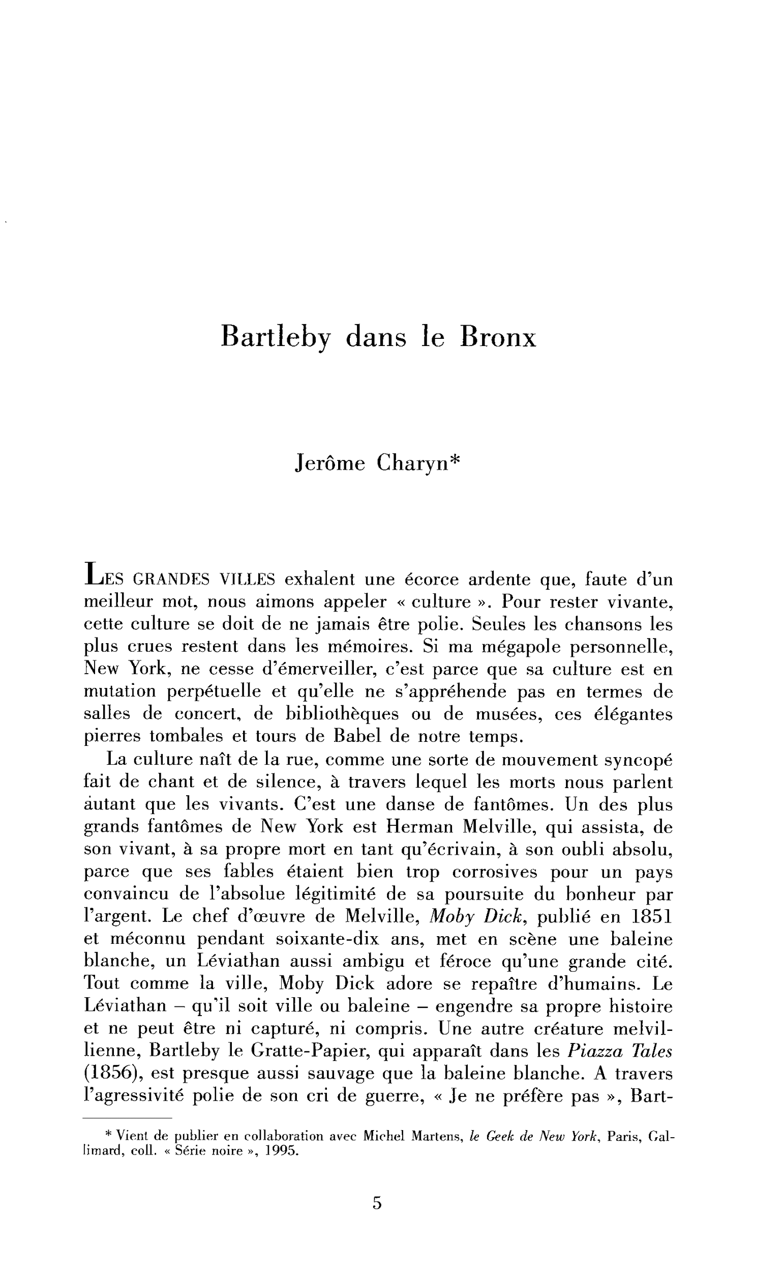 Bartleby dans le Bronx