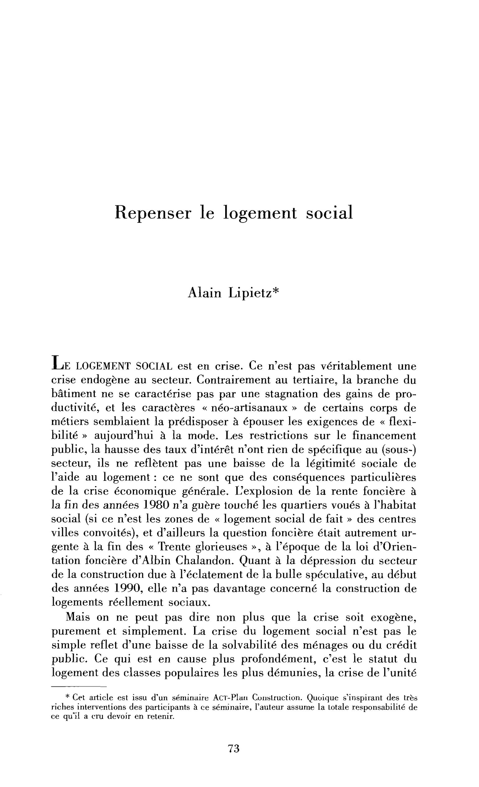 Repenser le logement social