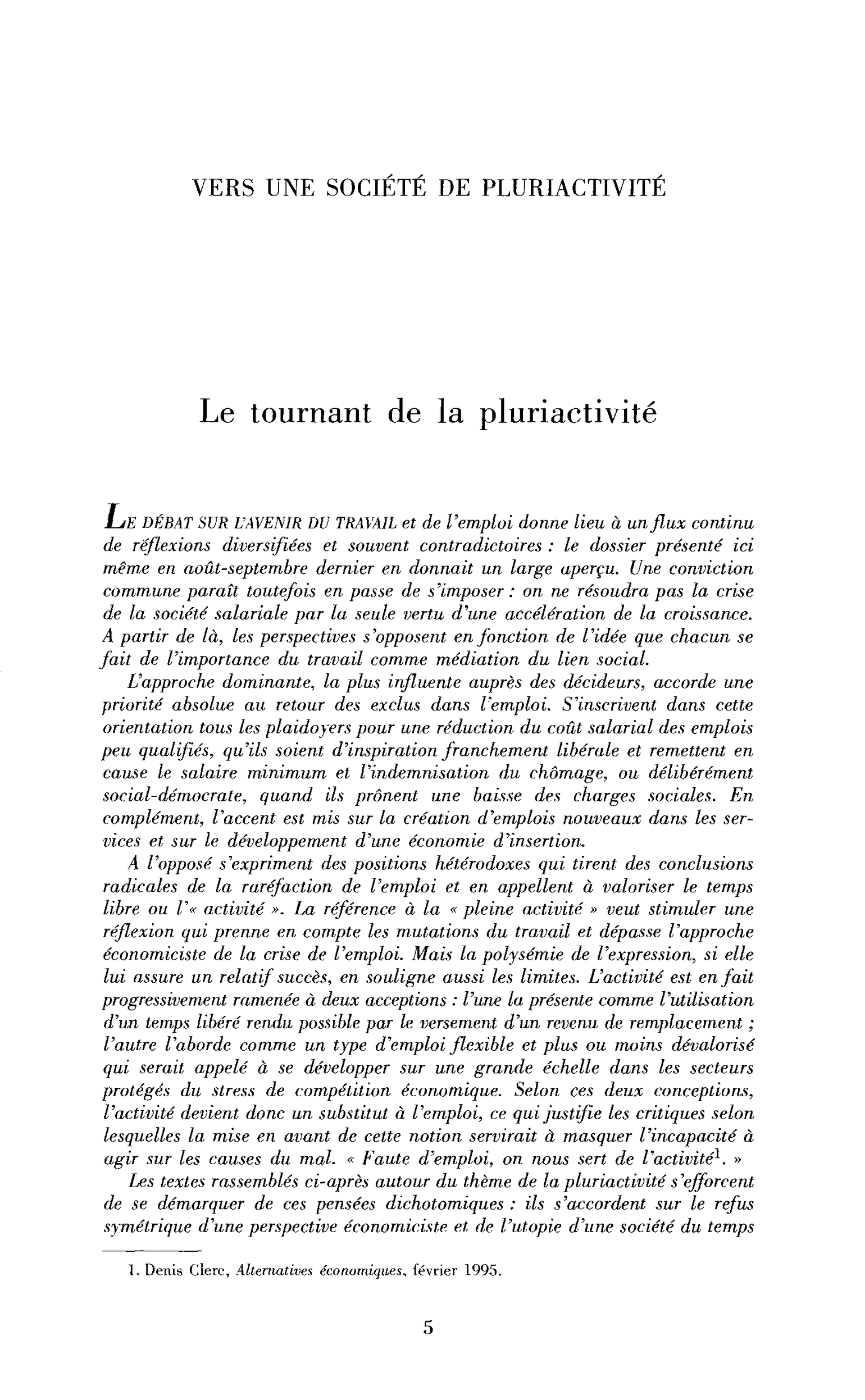 Le tournant de la pluriactivité