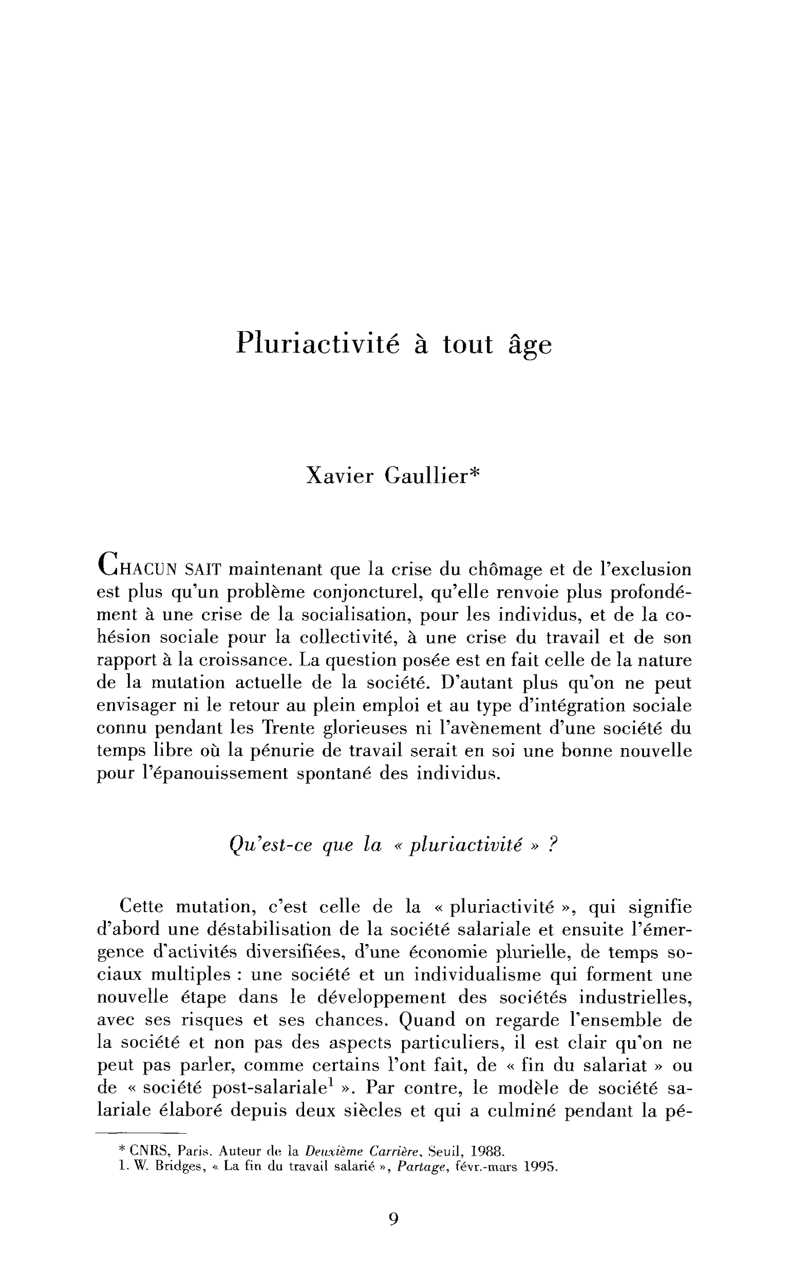 Pluriactivité à tout âge