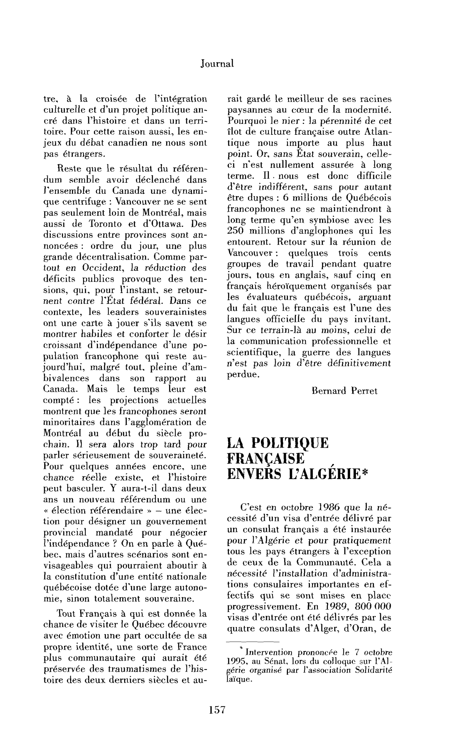 La politique française envers l’Algérie