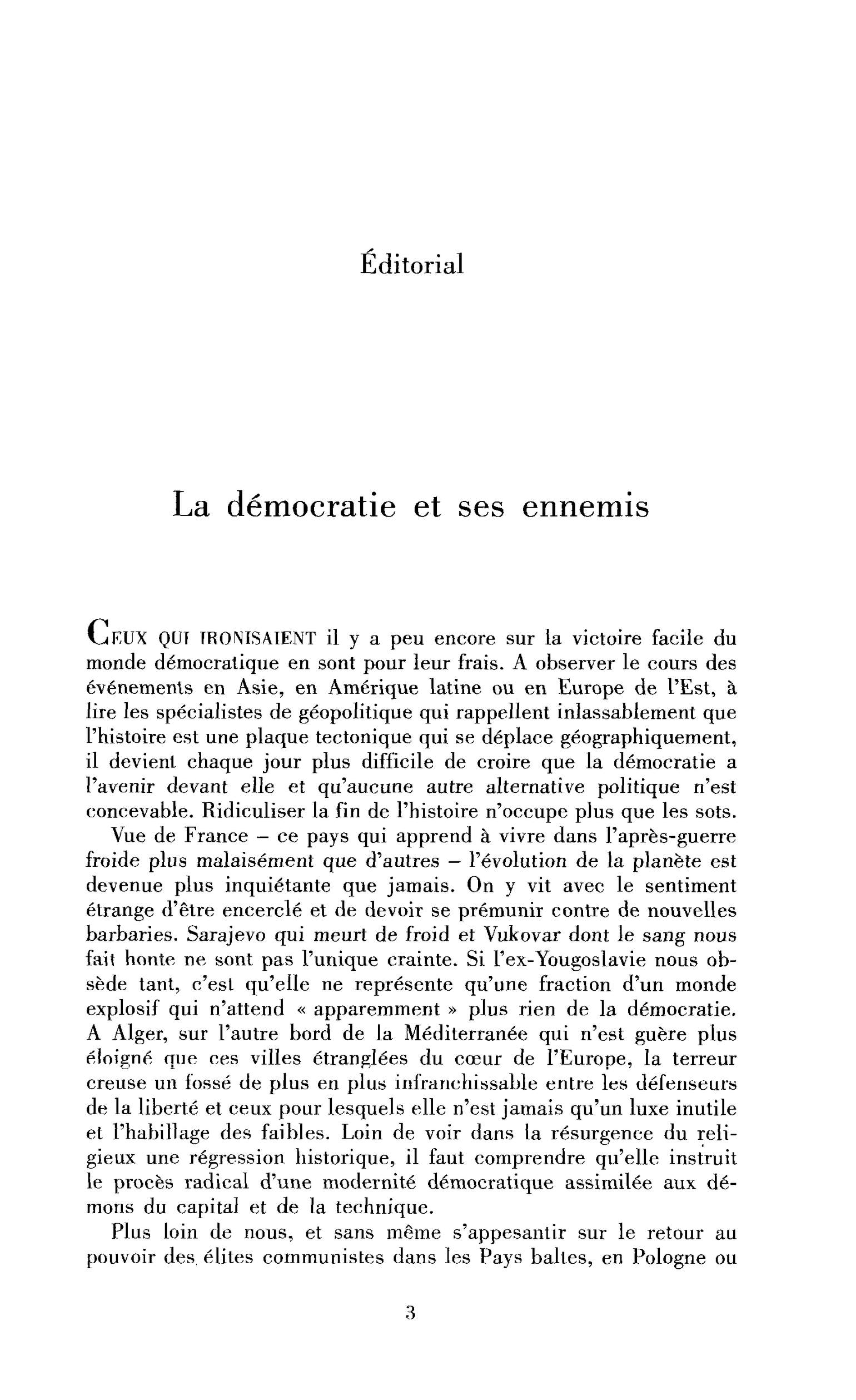 La démocratie et ses ennemis