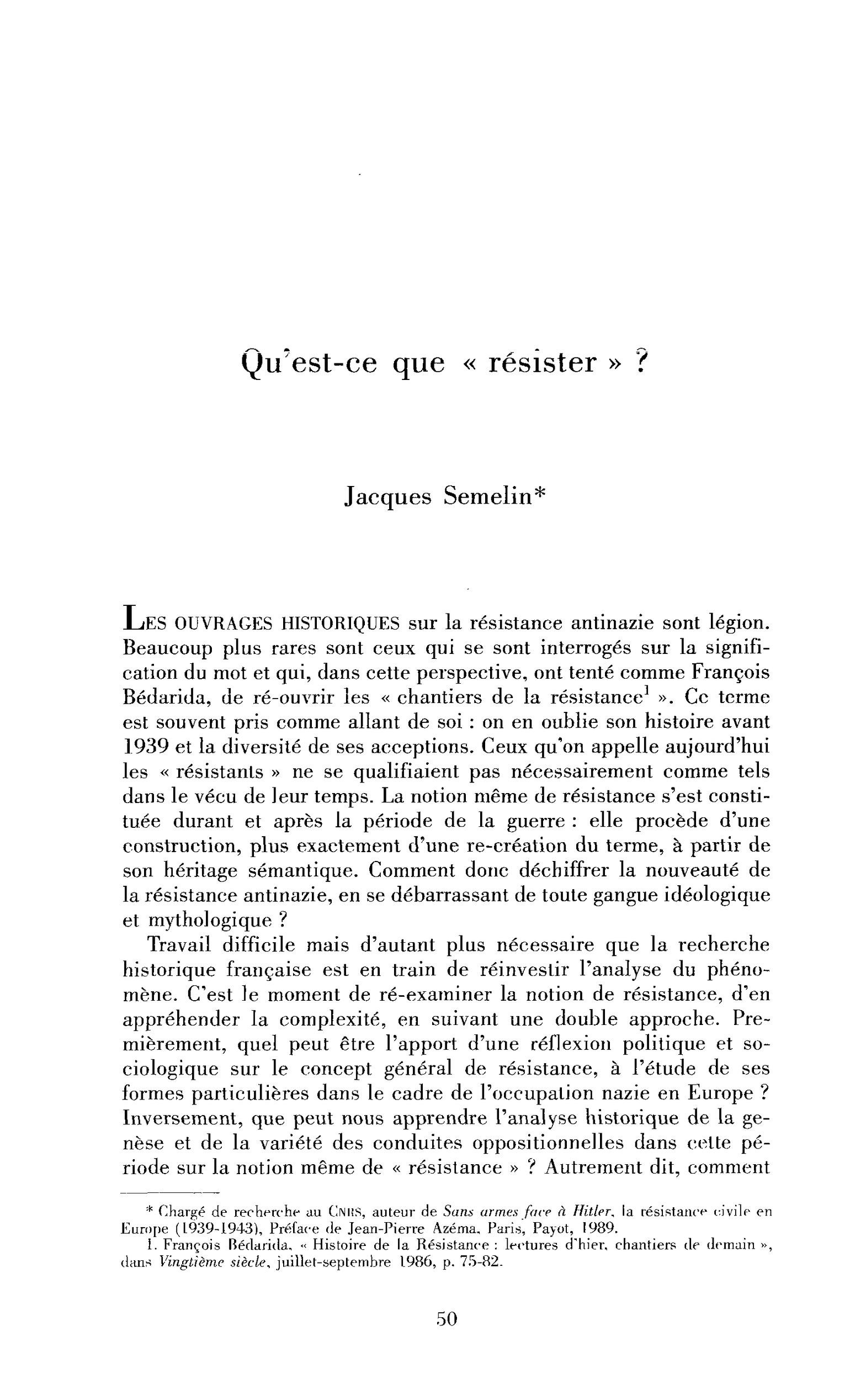 Qu’est-ce que « résister » ?
