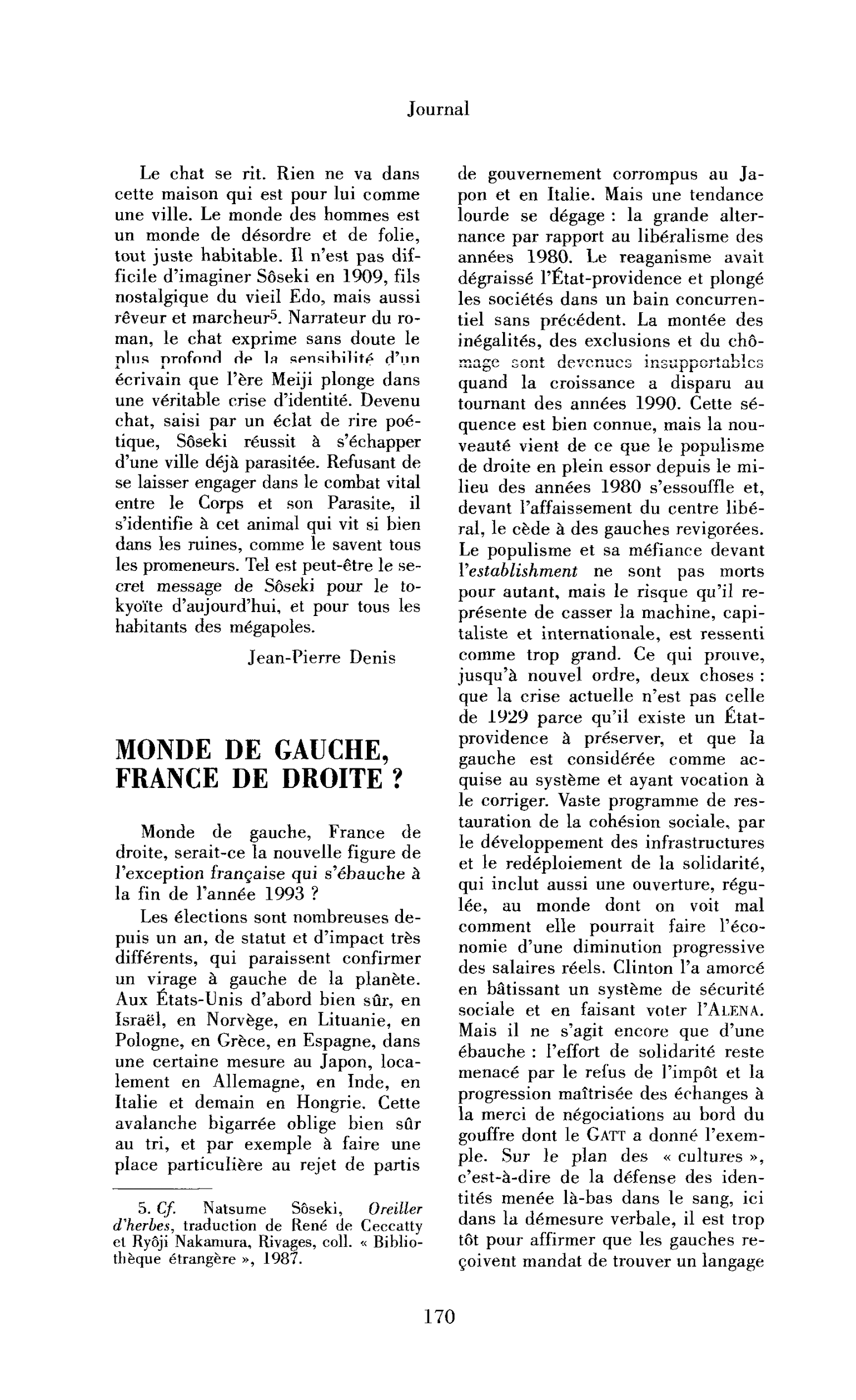 Monde de gauche, France de droite ?