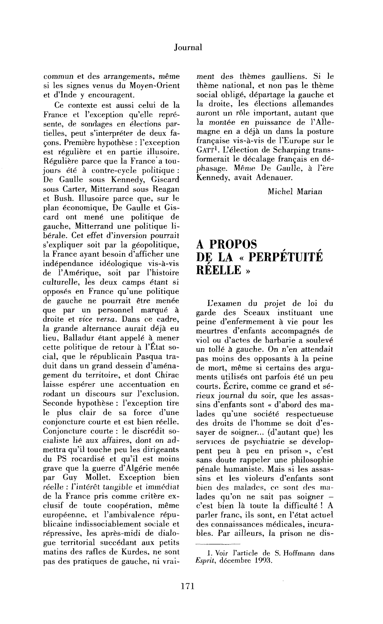 A propos de la « perpétuité réelle »