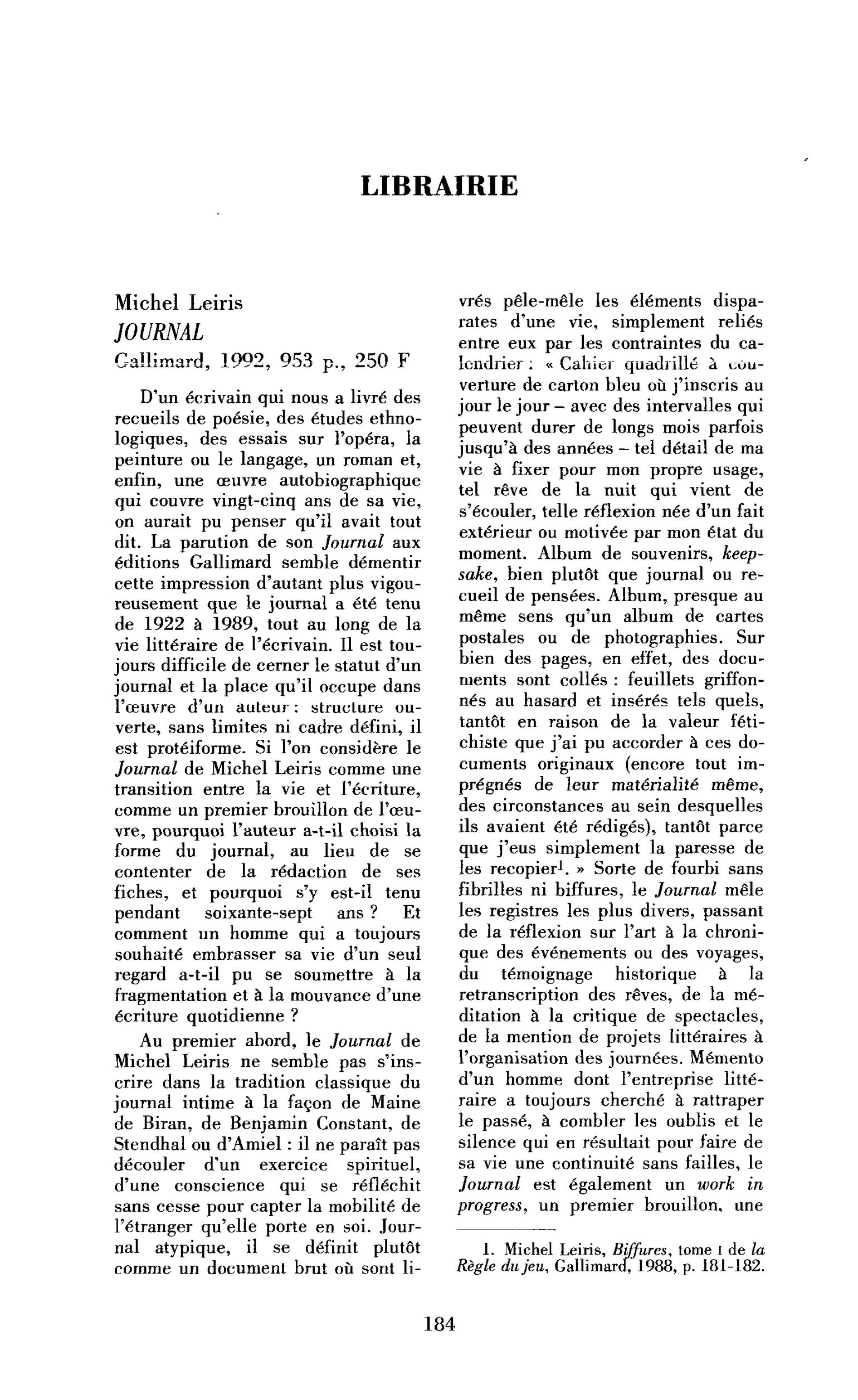 Michel Leiris : Journal