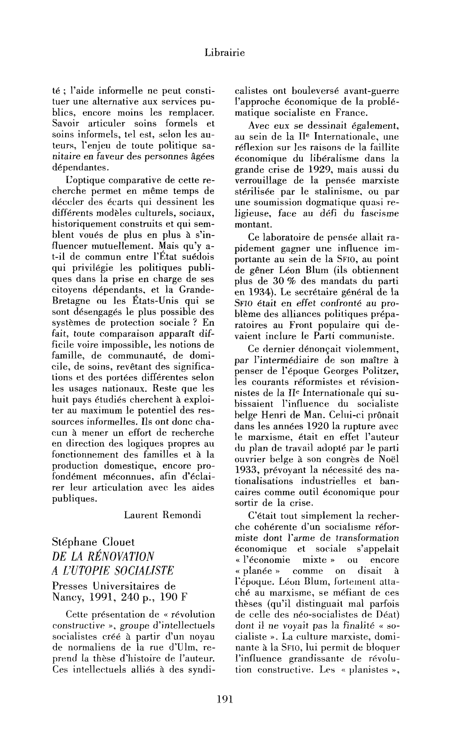 Stéphane Clouet : De la rénovation à l’utopie socialiste